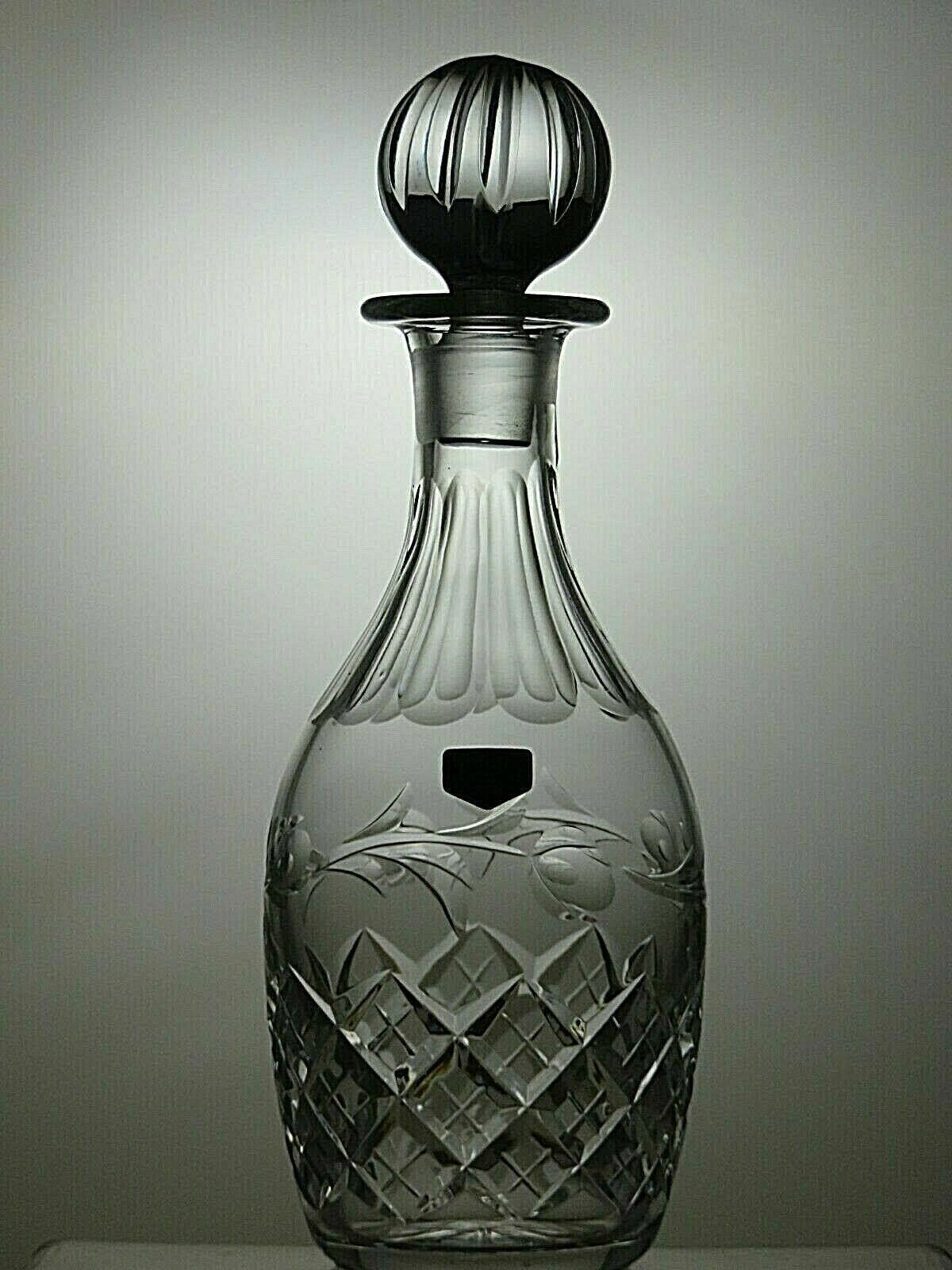 The Unbranded Brand Wordsley Lead Crystal Cut Glass Round Decanter 11" Size ONE SIZE - 3 Thumbnail