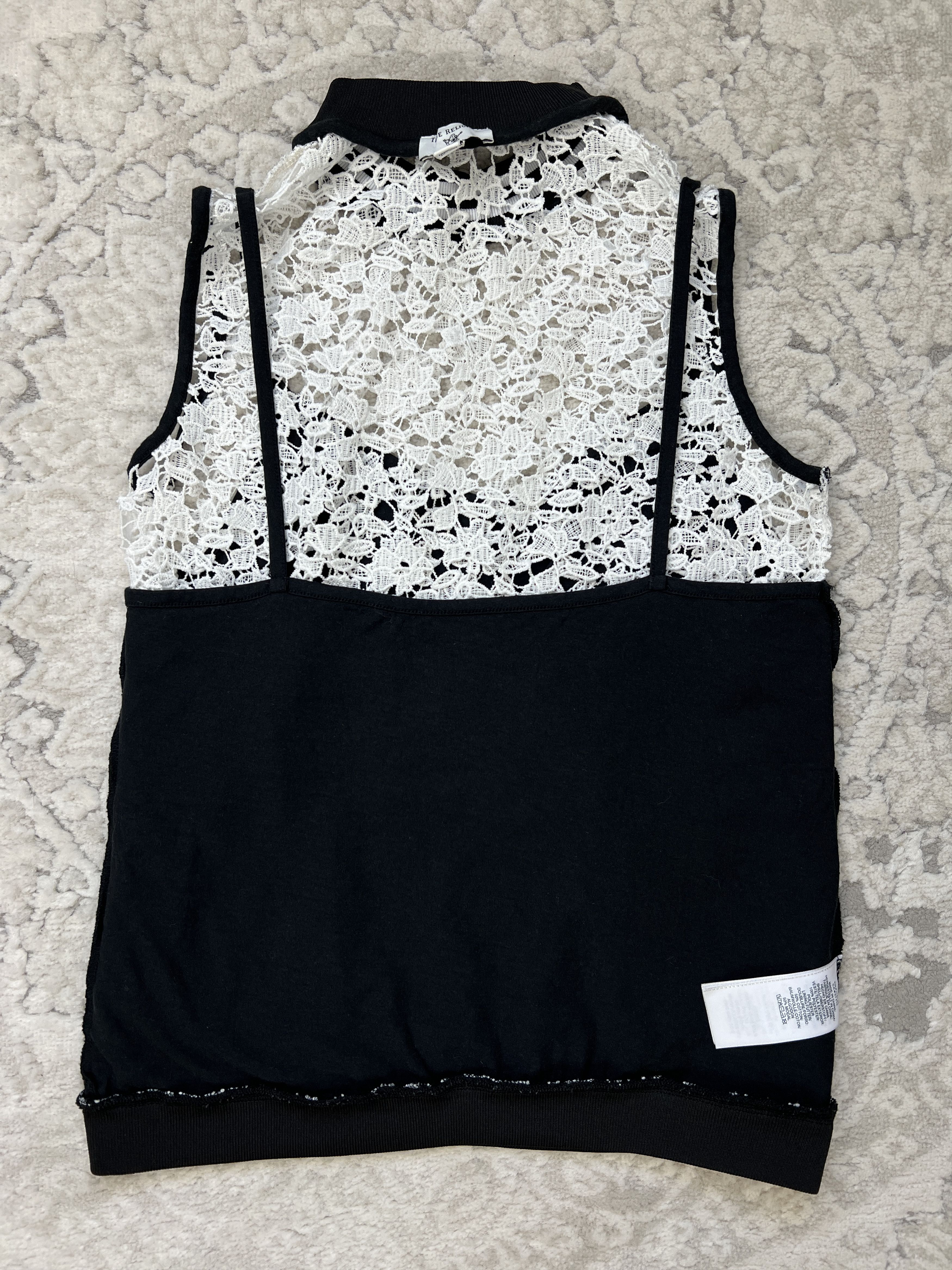 True Religion True Religion XS Lace Mesh Tank Top Black White High Neck Size XS / US 0-2 / IT 36-38 - 14 Thumbnail