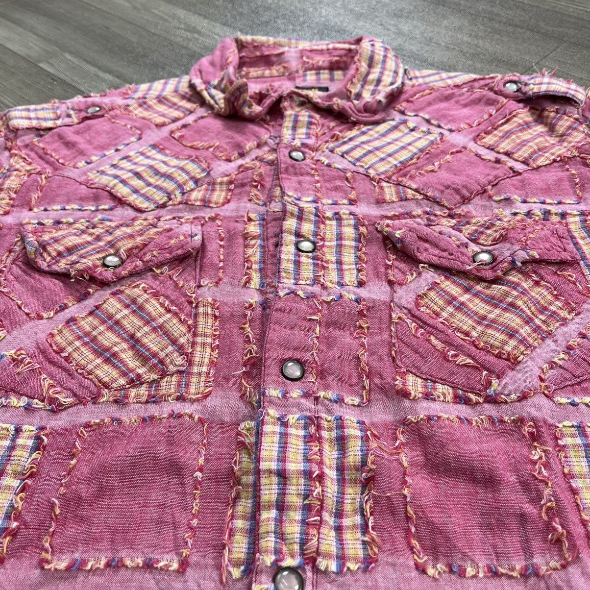 Beauty Beast 2000s Shinehill Patchwork Plaid Western Distressed Vtg Style Size US M / EU 48-50 / 2 - 2 Thumbnail