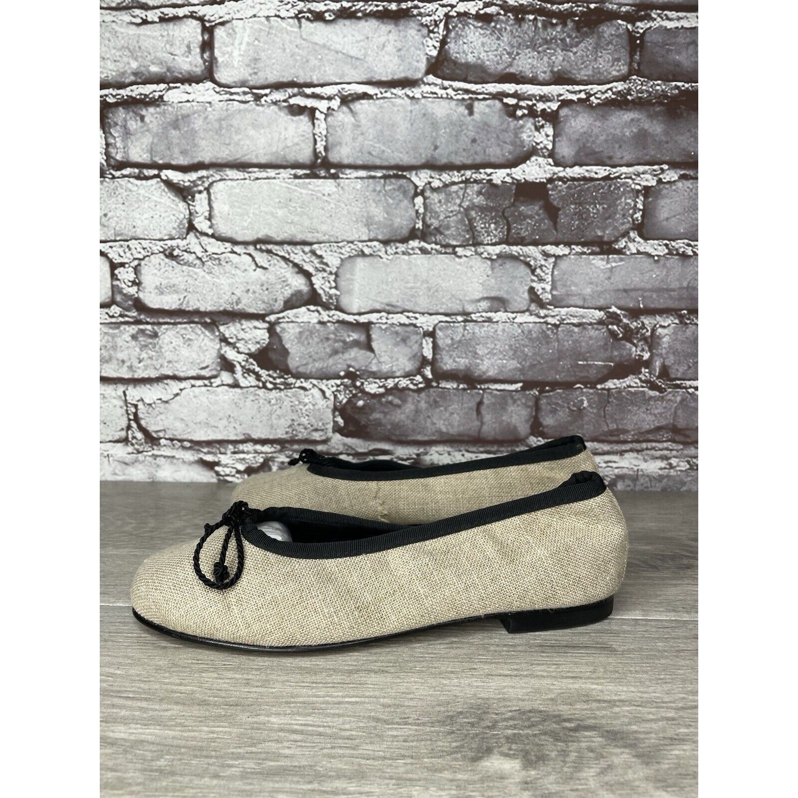 Other Kokua Tan Canvas Fabric Black Bow Casual Ballet Flats Shoes Size US 6.5 / IT 36.5 - 14 Thumbnail