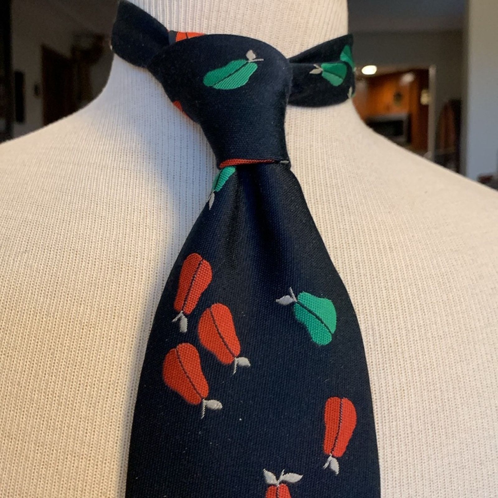 YSL Yves St Laurent 70's-80’s graphic pears super wide tie