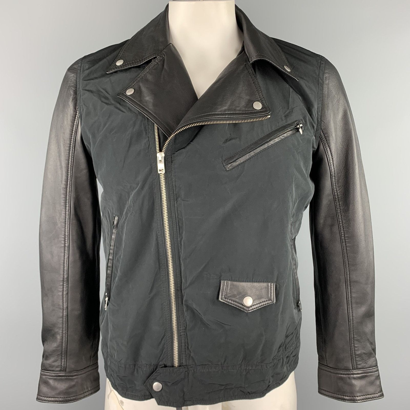 Lindberg J. LINDEBERG Size L Black Mixed Materials Nylon Biker Jacket Size US L / EU 52-54 / 3 - 1 Thumbnail