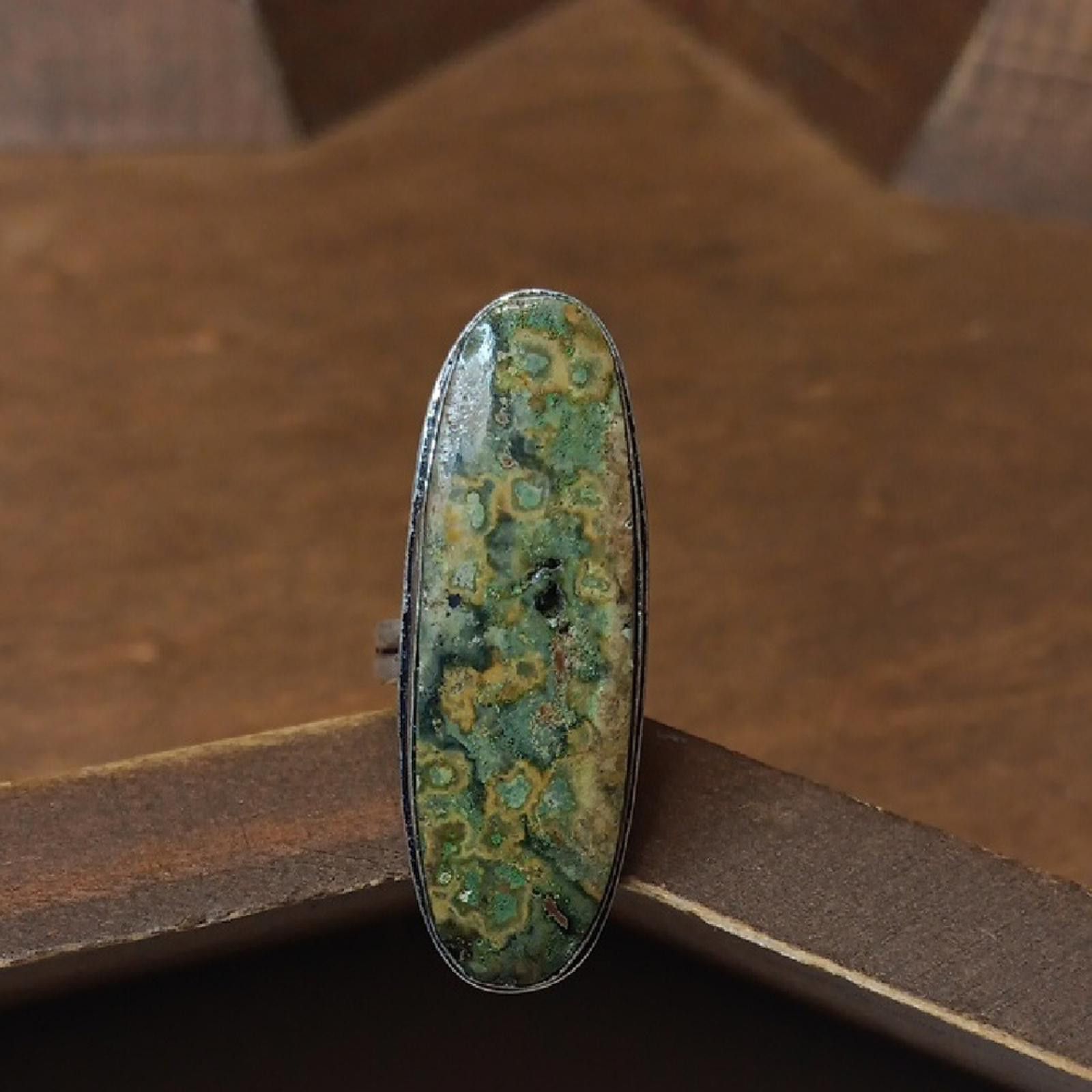 Designer Elegant Green Rainforest Stone Ring Size ONE SIZE - 1 Thumbnail