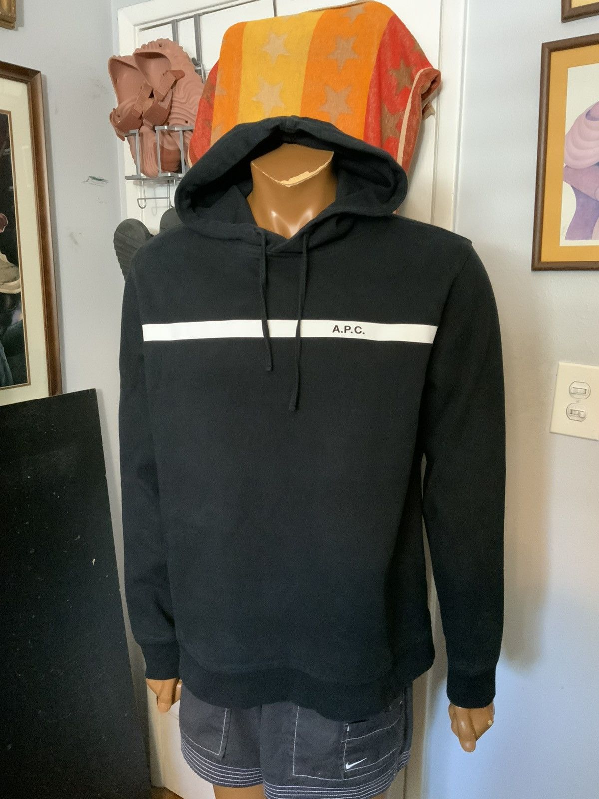 A.P.C. A.P.C. Rue Madame Paris Black Stripe Pullover Hoodie Size US XL / EU 56 / 4 - 7 Thumbnail