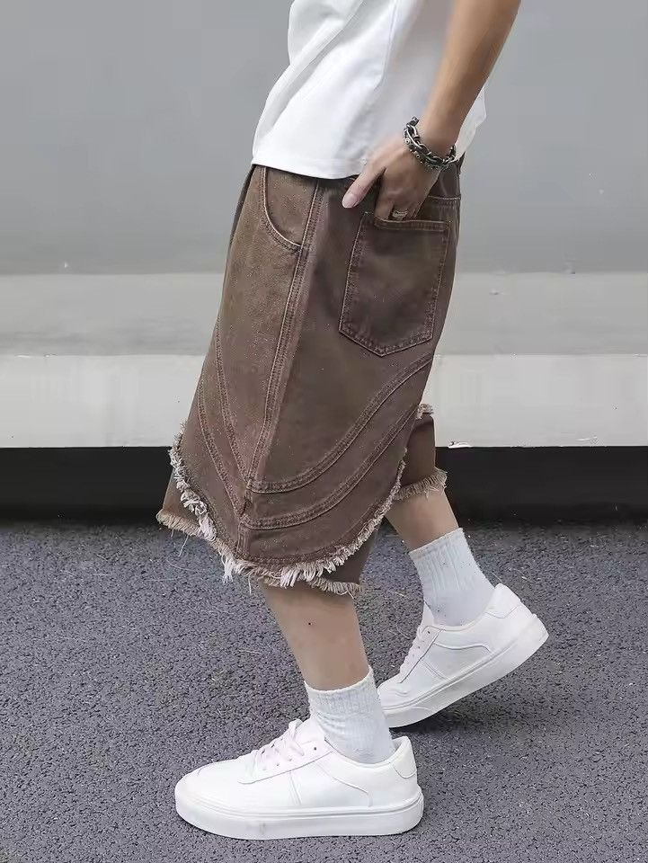 Japanese Brand brown denim shorts Size US 35 - 4 Thumbnail