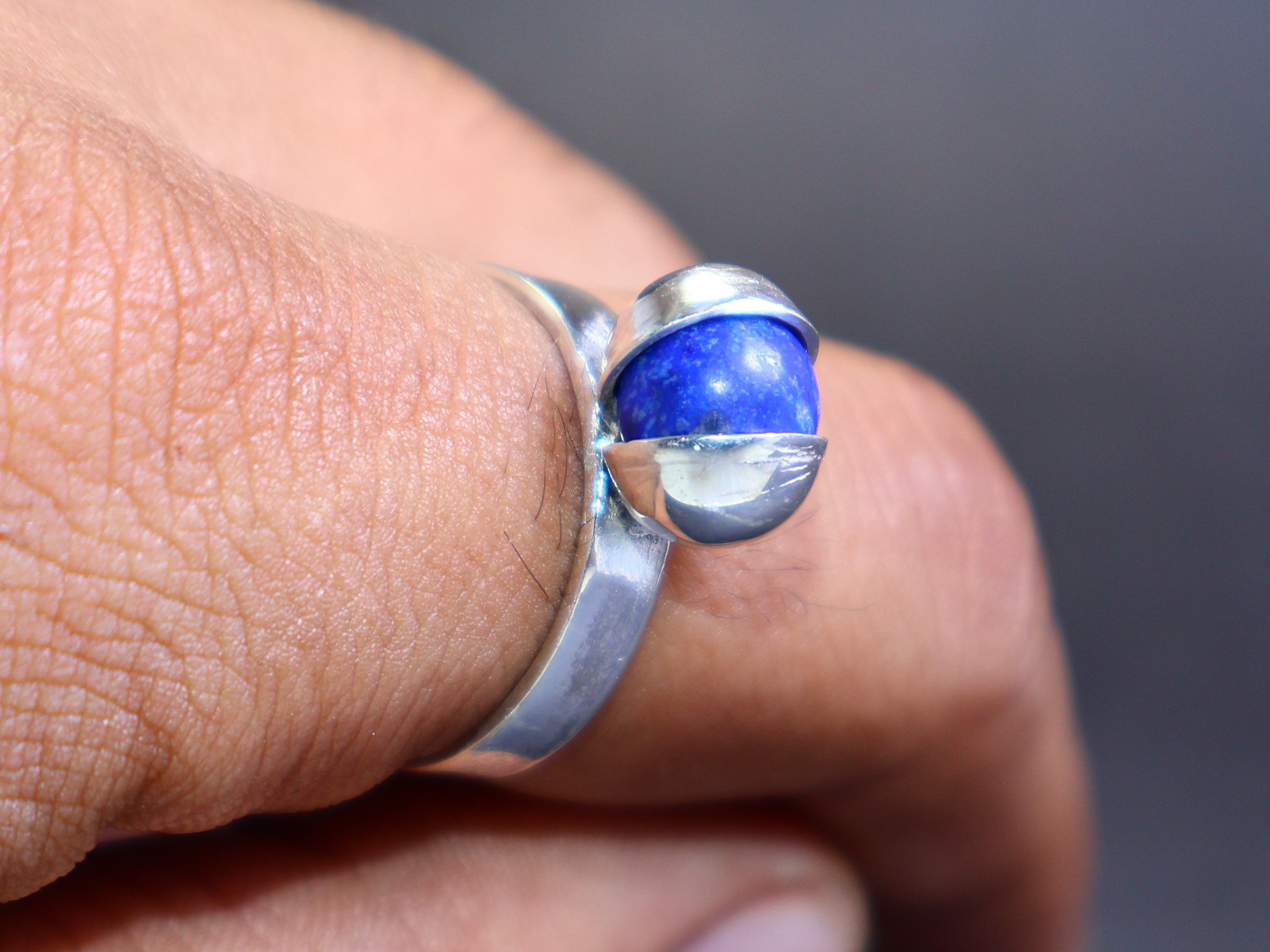 Handmade Lapis Lazuli Ring, Sterling Silver Handmade Gemstone Ring, Size ONE SIZE - 8 Thumbnail