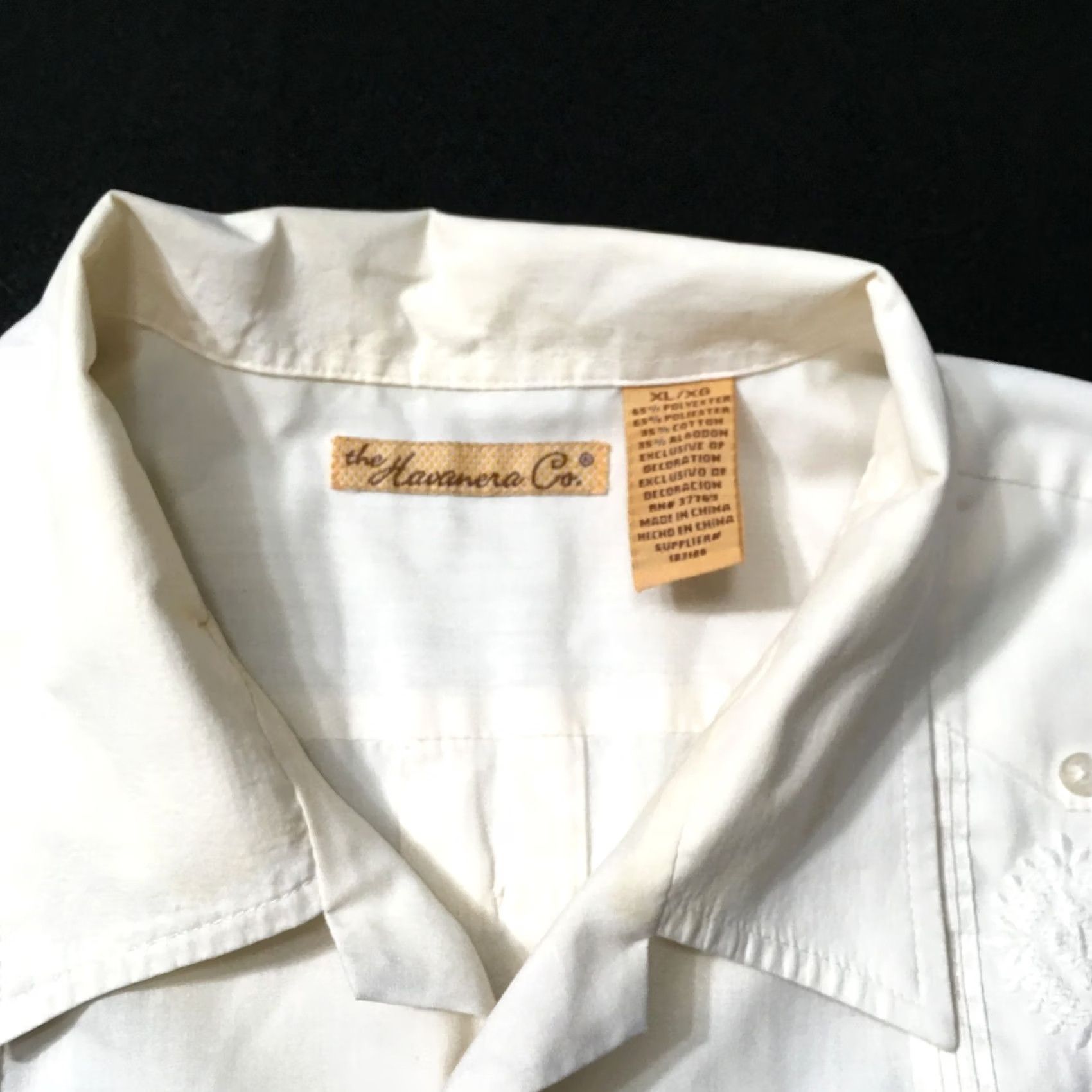 CO VINTAGE THE HAVANERA Co XL Button Down Short Sleeve Shirt CREAM BEIGE POCKETS Mens Size US XL / EU 56 / 4 - 2 Thumbnail