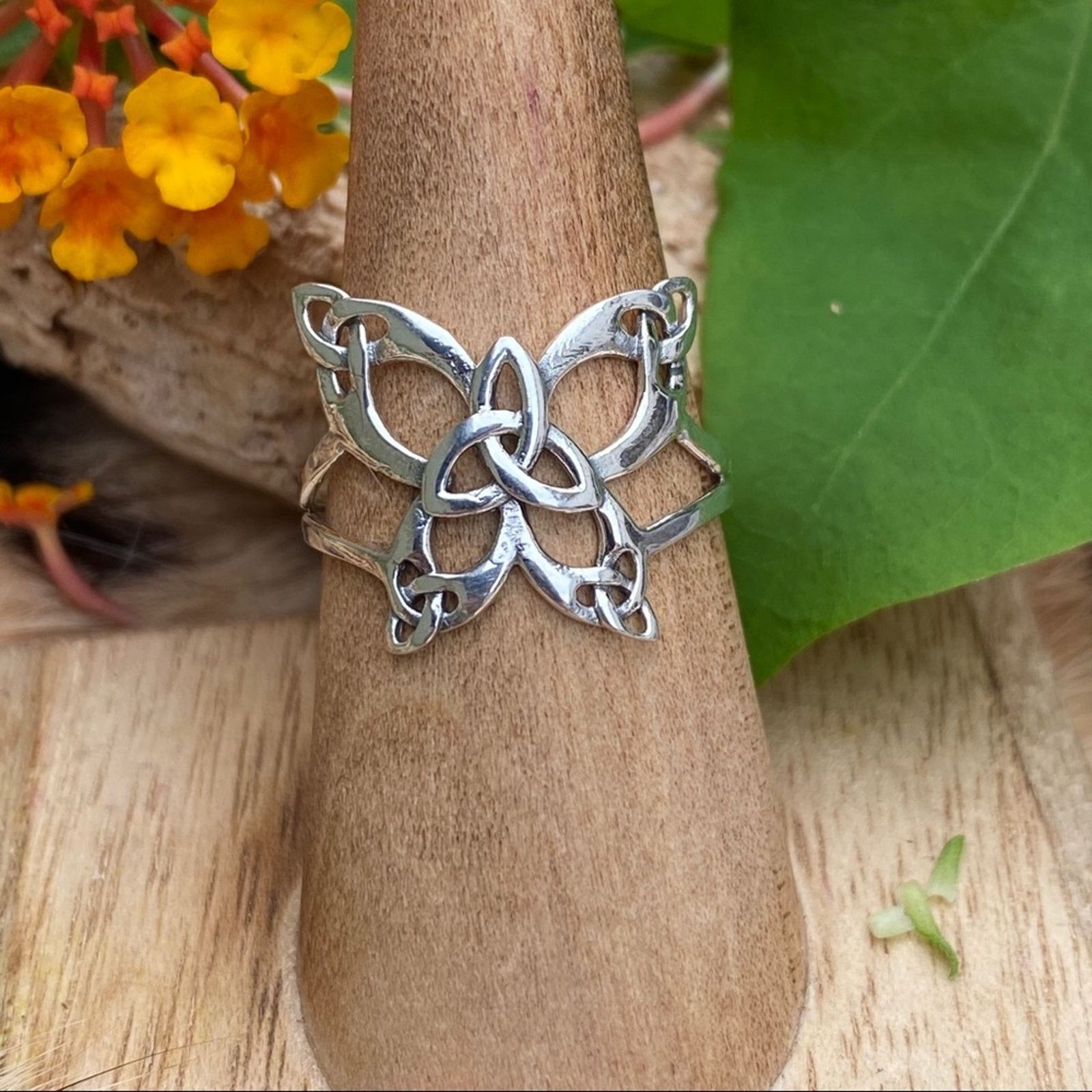 Other 925 Sterling Silver Celtic Trinity Knot Butterfly Ring Size ONE SIZE - 5 Thumbnail