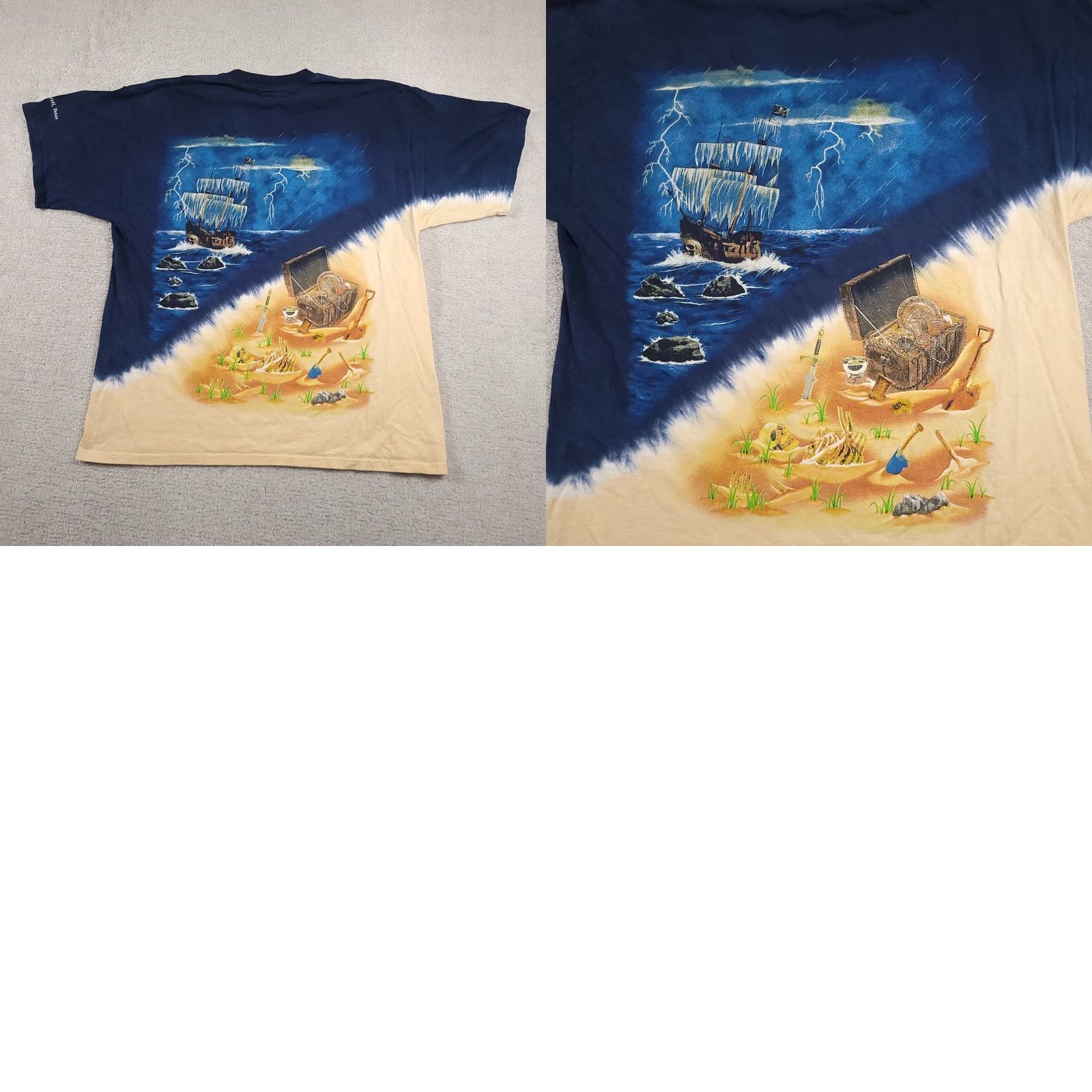 Vintage VINTAGE Pirate Skeleton Shirt Mens XL Map Nautical Compass Graphic Corpus Christi Tee Size US XL / EU 56 / 4 - 9 Thumbnail
