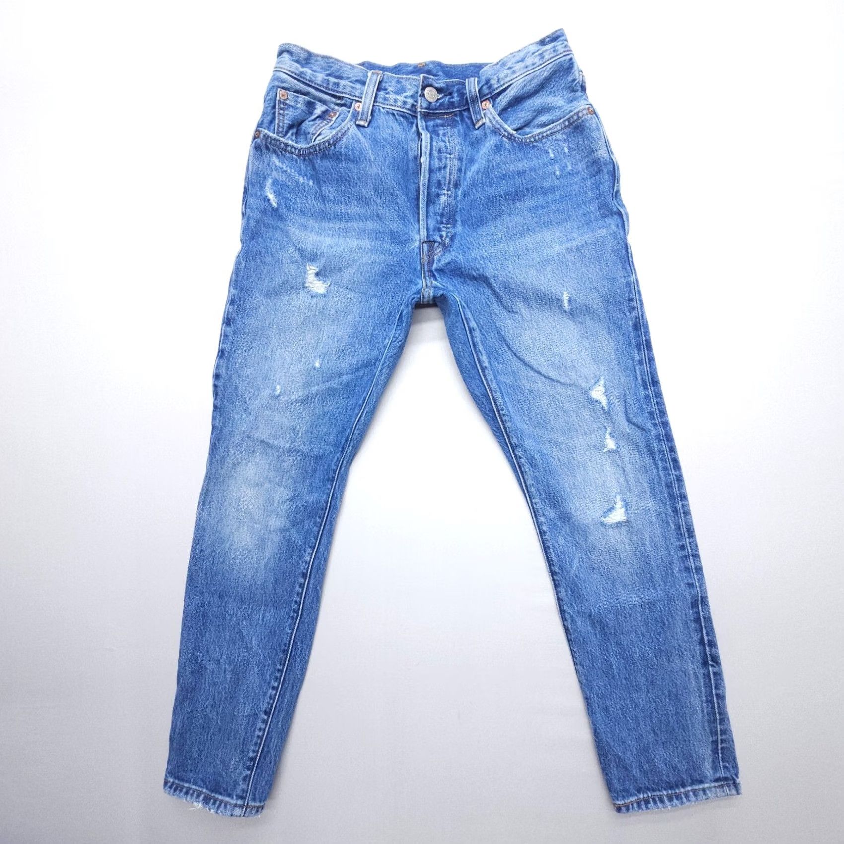 Levi's Levi's 501 Jeans Womens Slim Straight Button Fly 28x28 Blue Denim High Rise Regular Length 5-Pocket USA 501 Series Womens Size 28" / US 6 / IT 42 - 2 Thumbnail