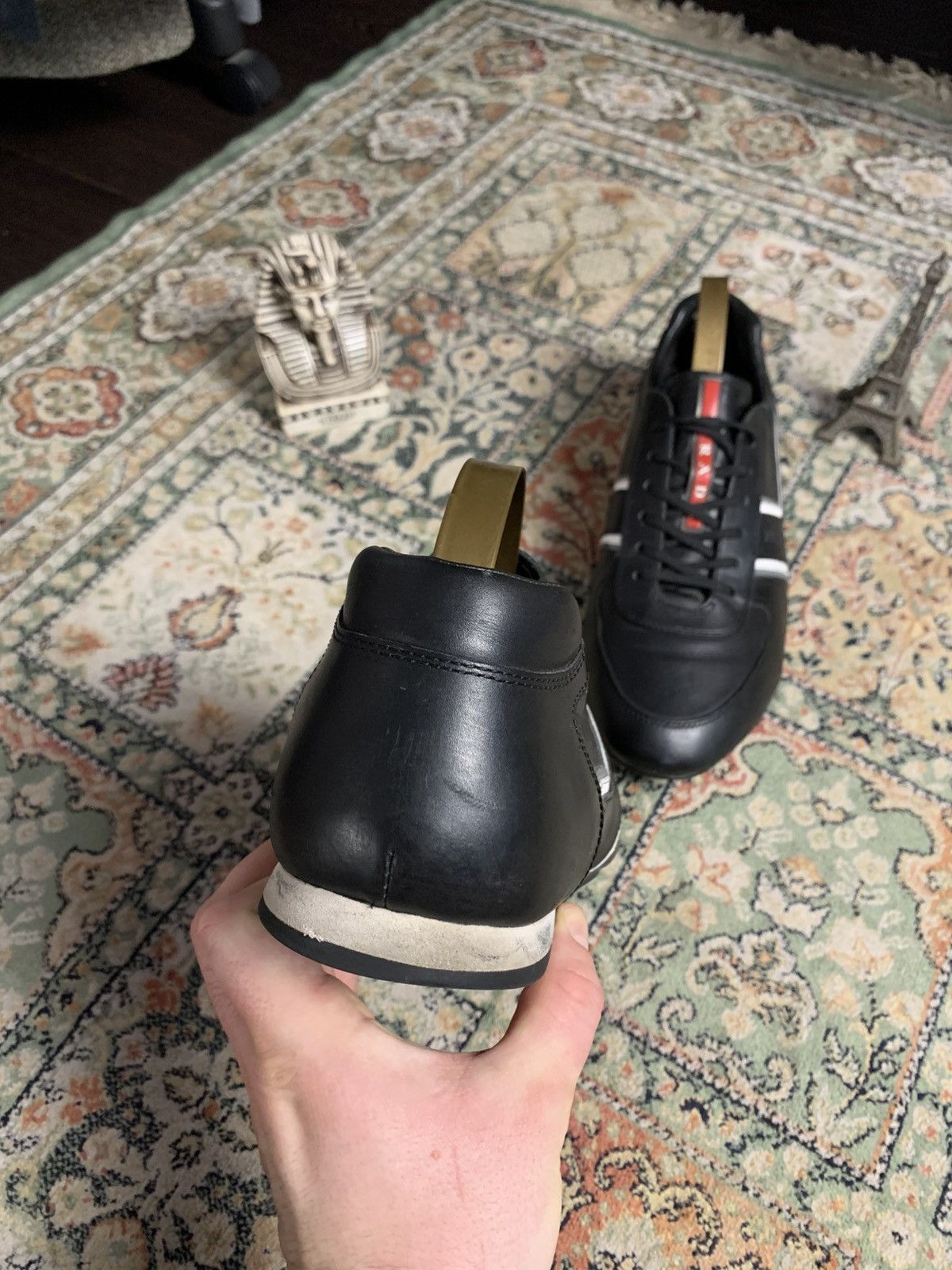 Prada Prada Snickers Auth Black Leather Luxury Size US 9.5 / EU 42-43 - 6 Thumbnail