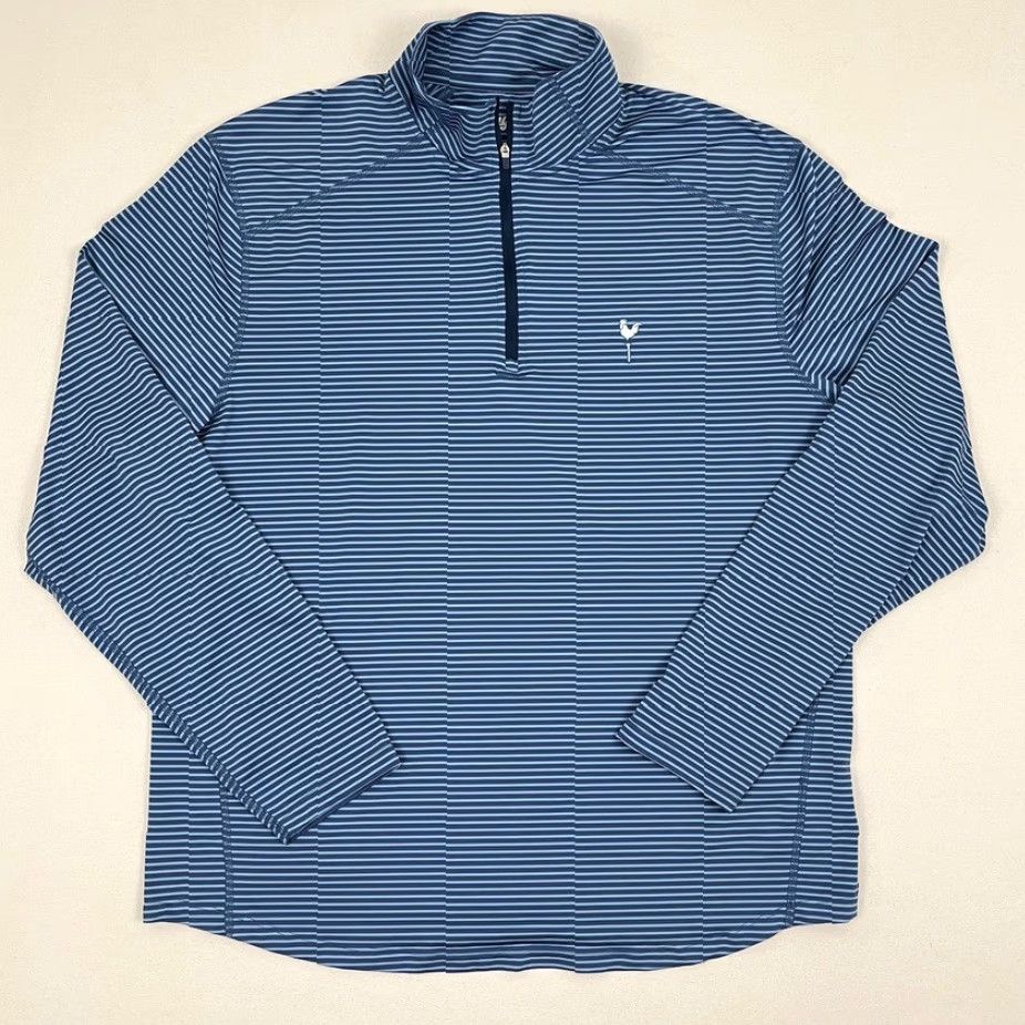 Vintage Mugsy Pullover Mens L Blue Striped Active Quarter Zip Performance Stretch Golf Size US L / EU 52-54 / 3 - 4 Thumbnail