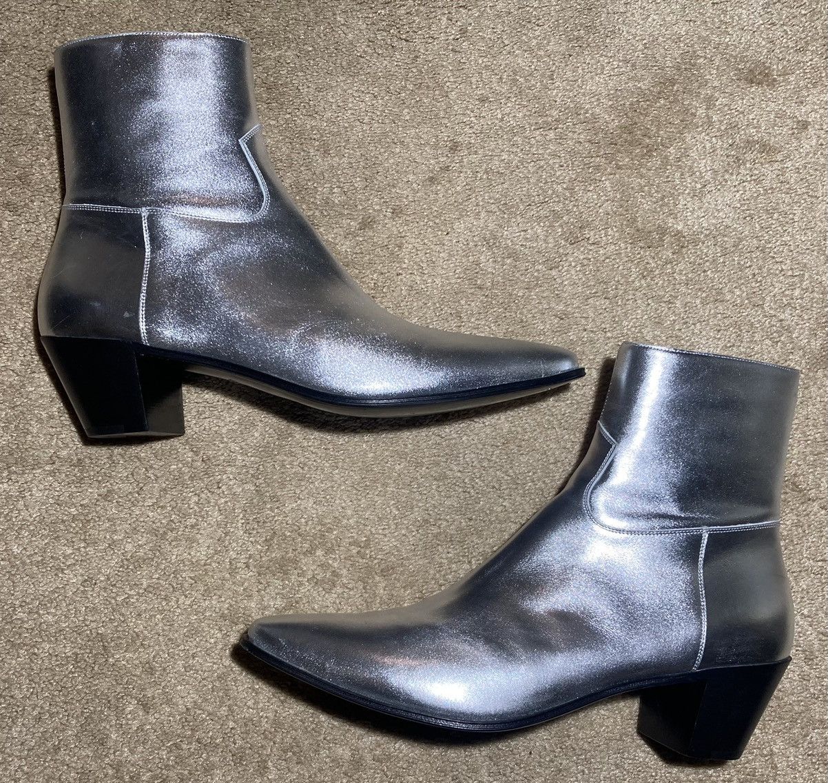 Celine × Hedi Slimane SS19 Celine 60mm Silver Jacno Heel Boots