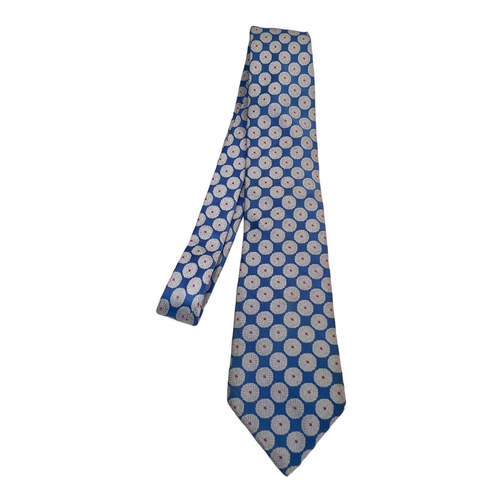 Ike Behar IKE BEHAR Blue Geometric Luxury Silk Tie Made In USA W: 3.75 Size ONE SIZE - 5 Thumbnail