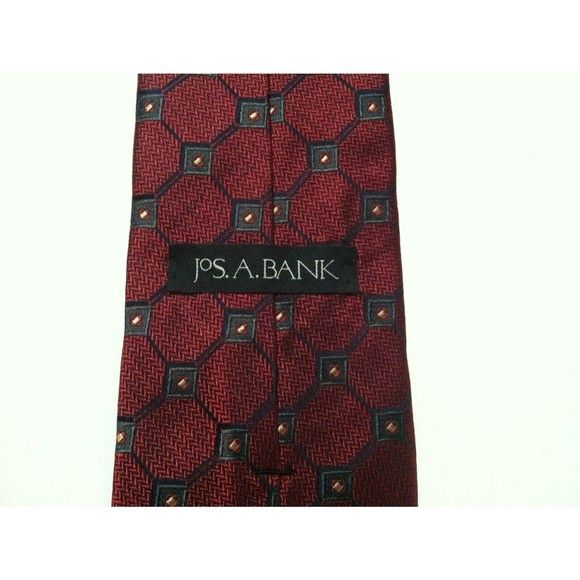 Jos. A. Bank JOS.A.BANK MENS DARK RED 100%SILK TIE WIDTH:3 3/4" Size ONE SIZE - 2 Thumbnail