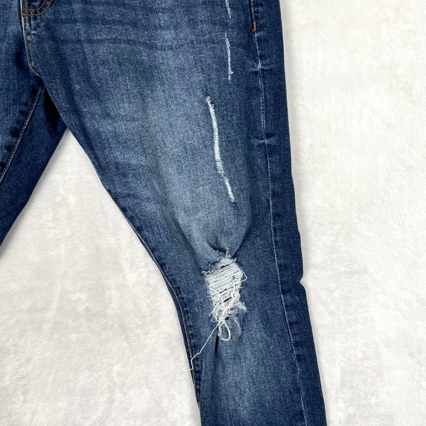 YoungLA YoungLA Jeans Mens 34x30 Blue Slim Skinny Ankle Zip Distressed Denim Size US 34 / EU 50 - 4 Thumbnail