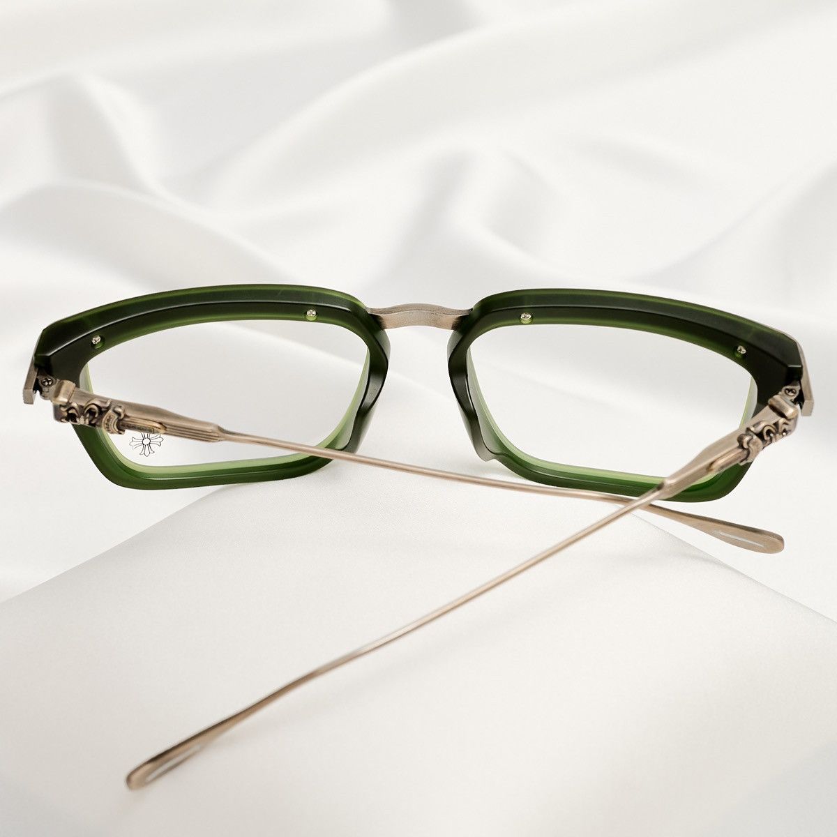 Chrome Hearts CHROME HEARTS TRYDIXAGAIN MATTE DARK OLIVE /ANTIQUE SILVER GLASSES Size ONE SIZE - 7 Thumbnail