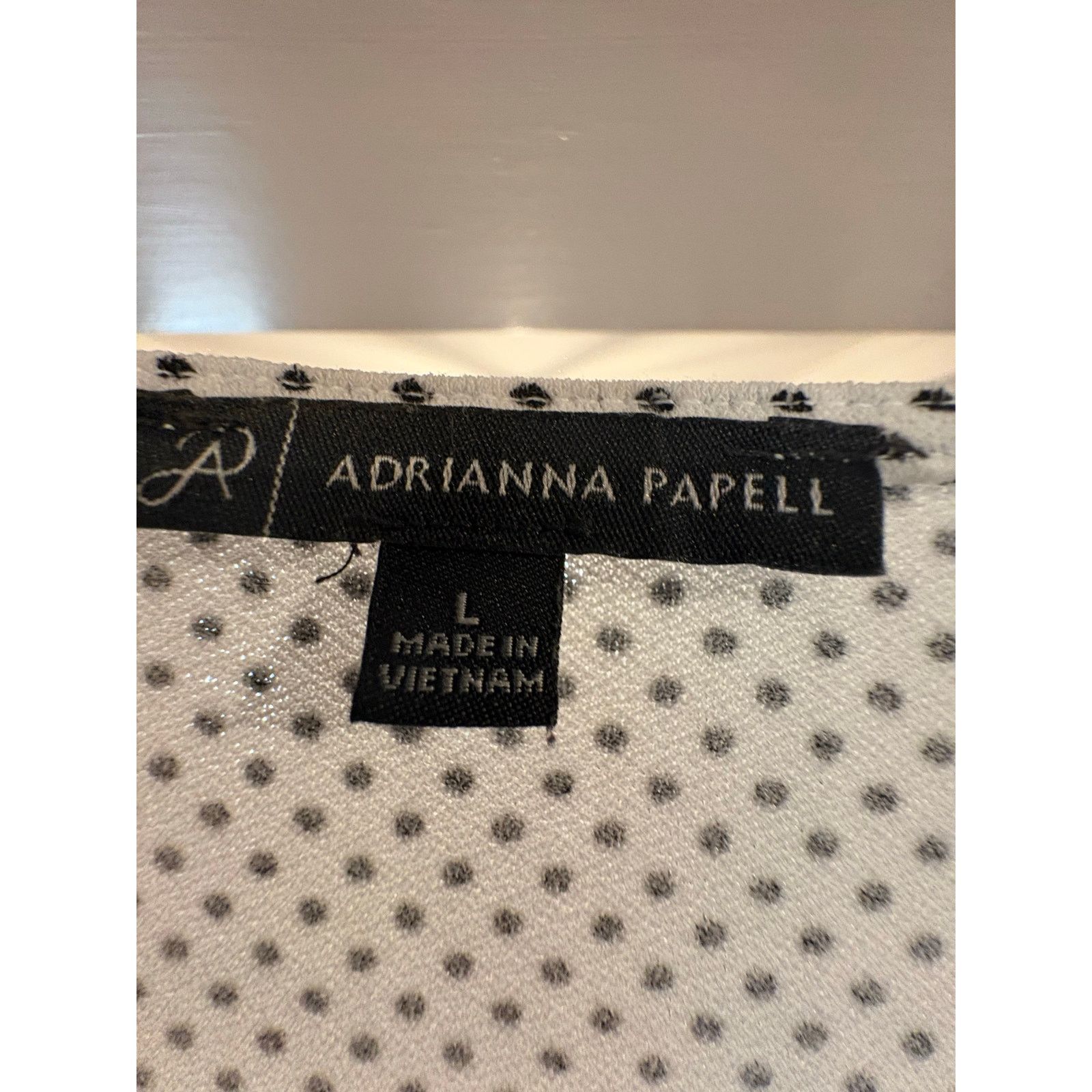 Adrianna Papell Adrianna Papell Women’s Large White Black Polka Dot Blouse Size L / US 10 / IT 46 - 4 Thumbnail