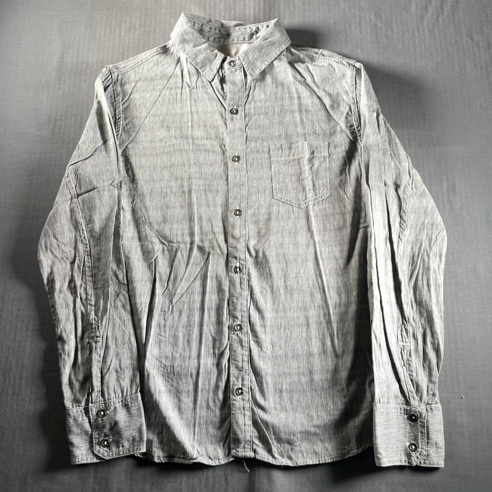 Rag & Bone Rag & Bone Shirt Mens Medium Gray White Grainstripe Tailored Workwear USA Cotton Size US M / EU 48-50 / 2 - 3 Thumbnail