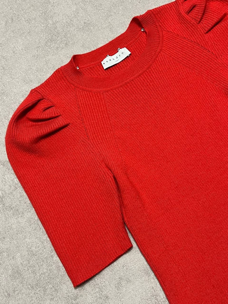 Sandro Sandro Paris Women`s Red Knit Sweater Tops Size 1 Size S / US 4 / IT 40 - 3 Thumbnail