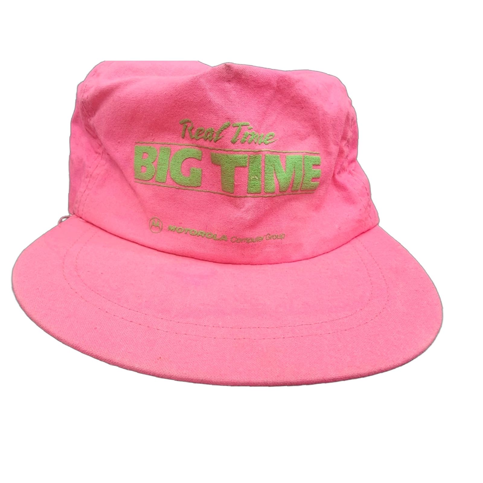 Vintage VINTAGE Motorola Real Time Big Time Strap Back Hat Neon Pink Hat Men One Size Pink Baseball Cap Mens Size ONE SIZE - 1 Thumbnail