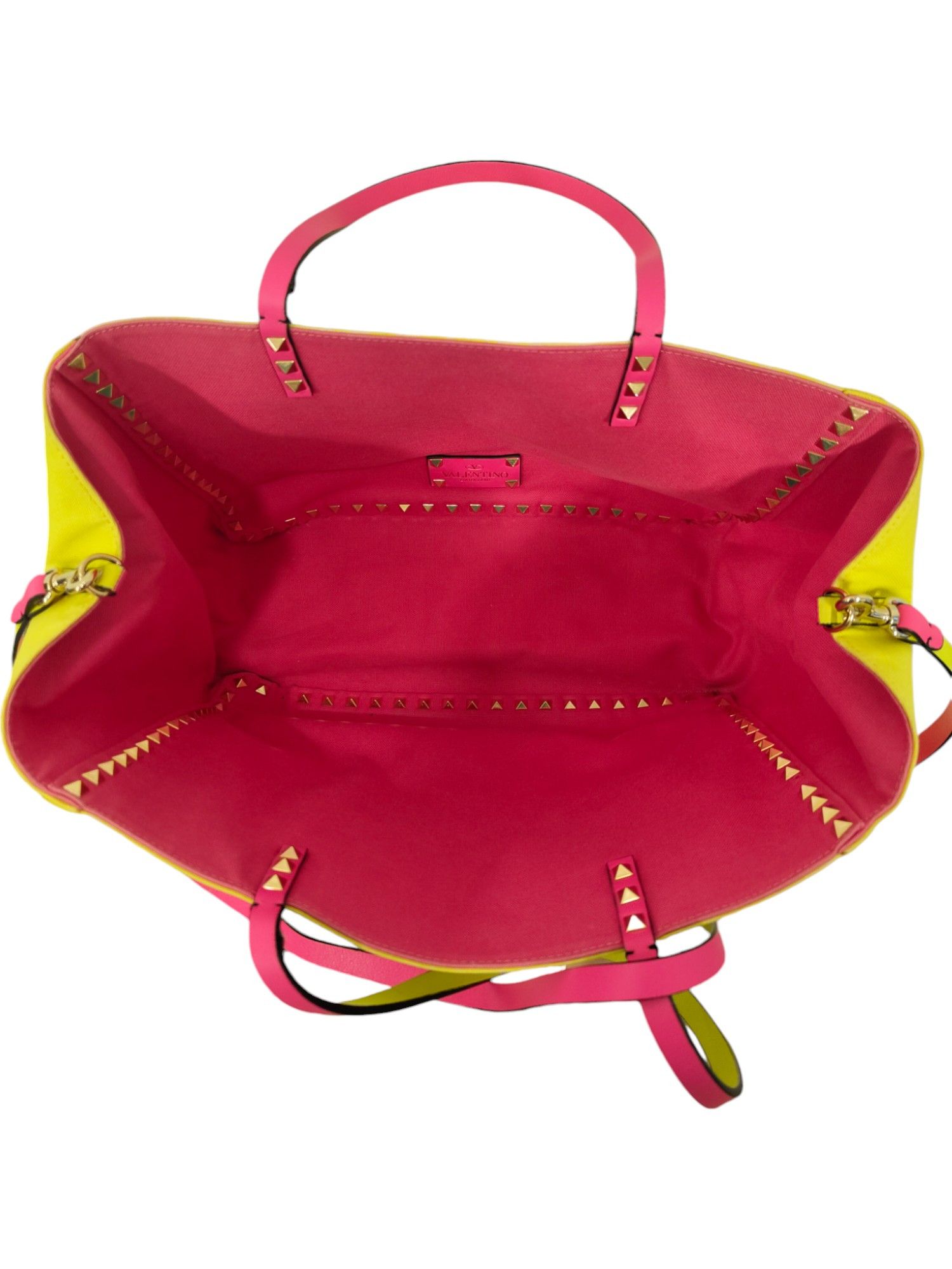 Valentino Yellow And Pink Rockstud Reversible Canvas Tote Bag Size ONE SIZE - 6 Thumbnail