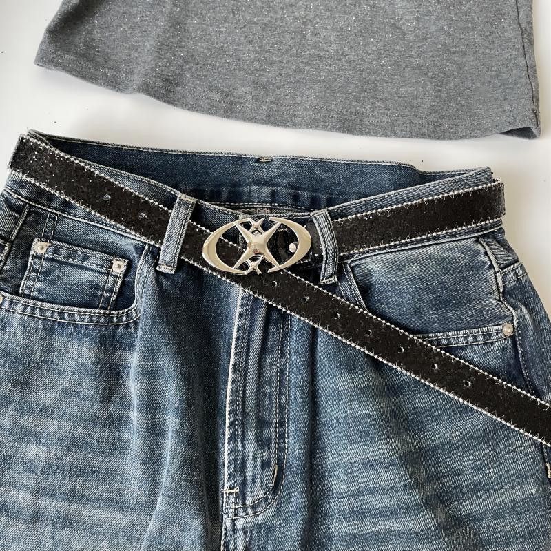 Designer Dark Vintage Belt Riveted Belts Menswear Accessories Size ONE SIZE - 6 Thumbnail