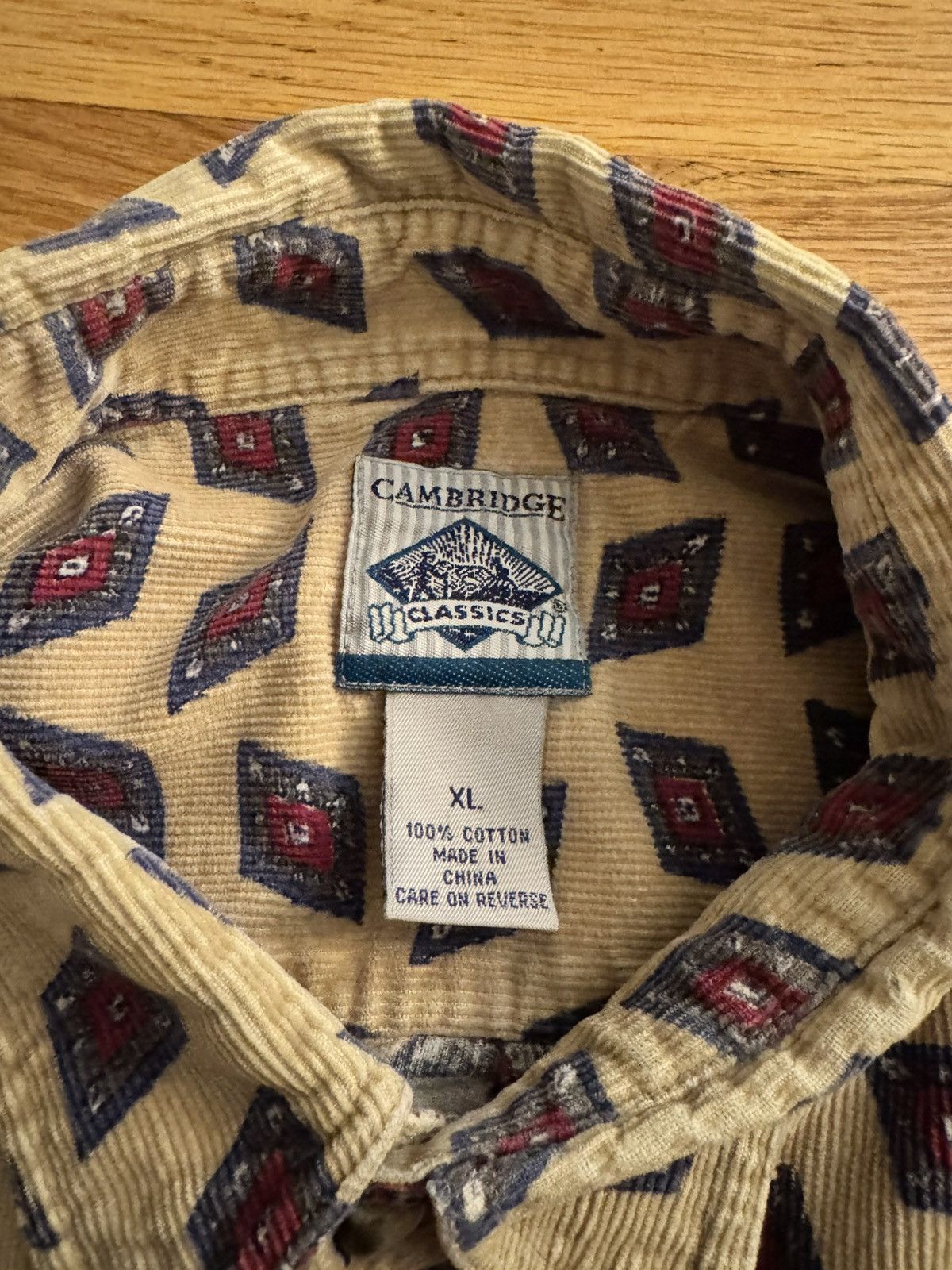 Vintage RARE Vintage Corduroy Button Up Diamond all over print Size US XL / EU 56 / 4 - 3 Thumbnail