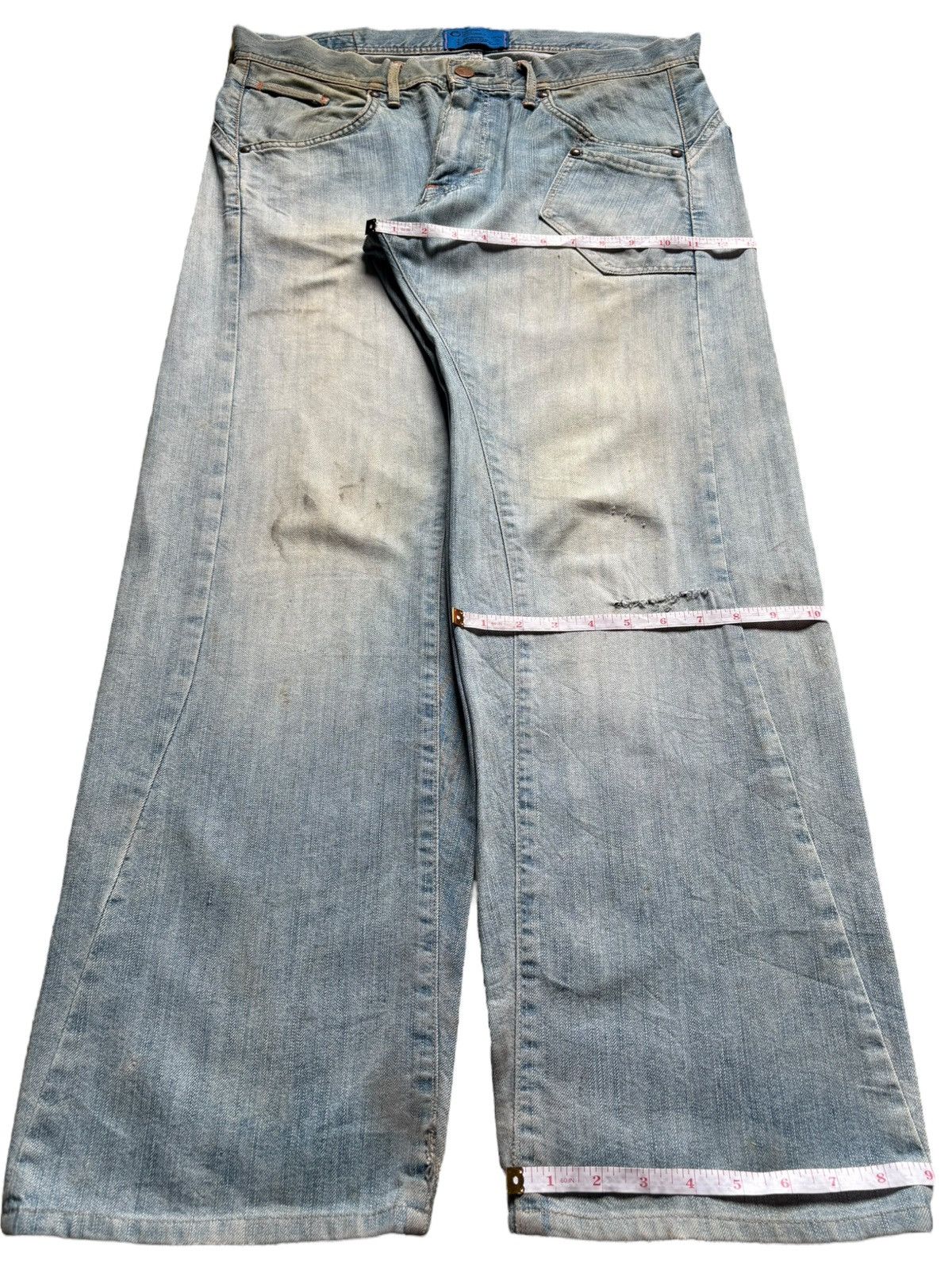 Edwin × Japanese Brand Vintage Edwin E Function Mud Wash Distress Baggy Jeans Size US 36 / EU 52 - 14 Thumbnail