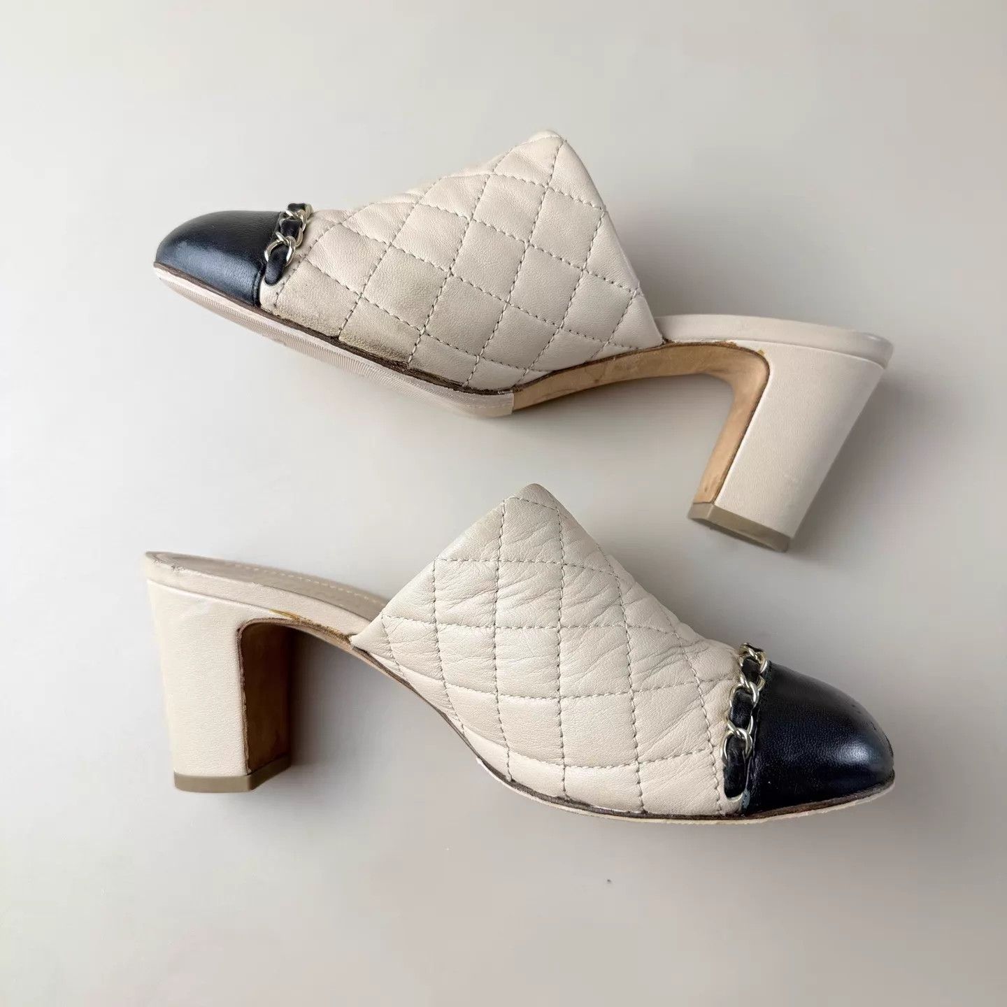 Chanel CHANEL milk tea chain quilted heels EUR 36.5 95 New Size US 6 / IT 36 - 6 Thumbnail