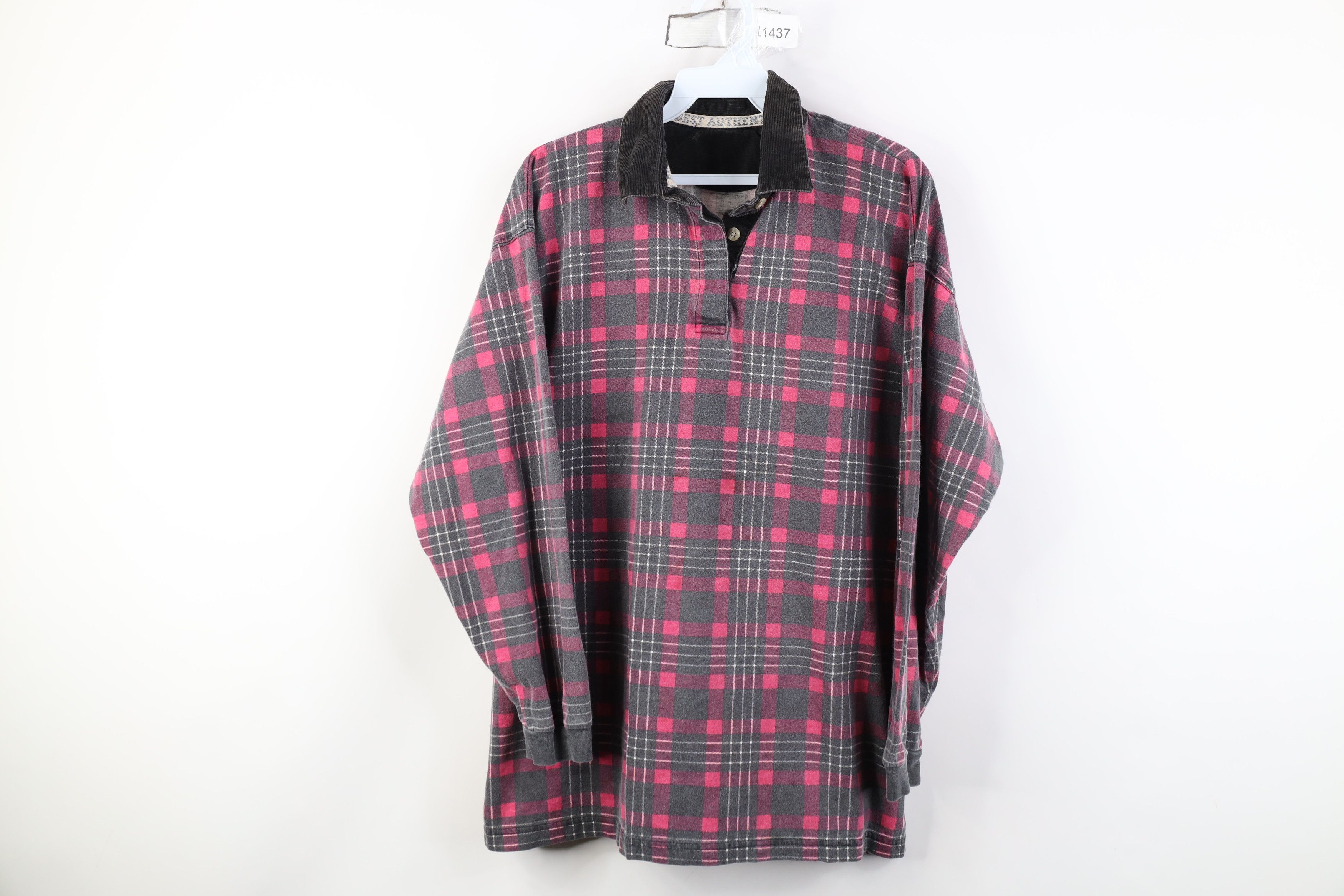 Vintage Vintage 90s Streetwear Collar Long Sleeve Rugby Polo Plaid Size XL / US 12-14 / IT 48-50 - 1 Thumbnail