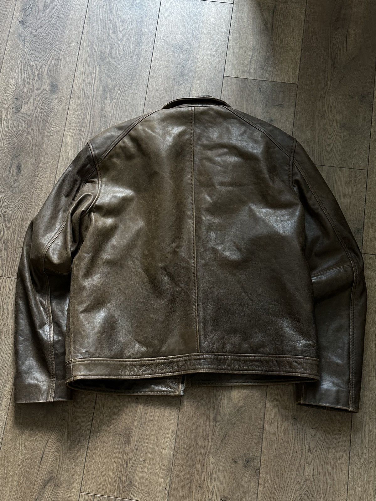 Leather Harley type grain leather jacket brown Size US L / EU 52-54 / 3 - 4 Thumbnail