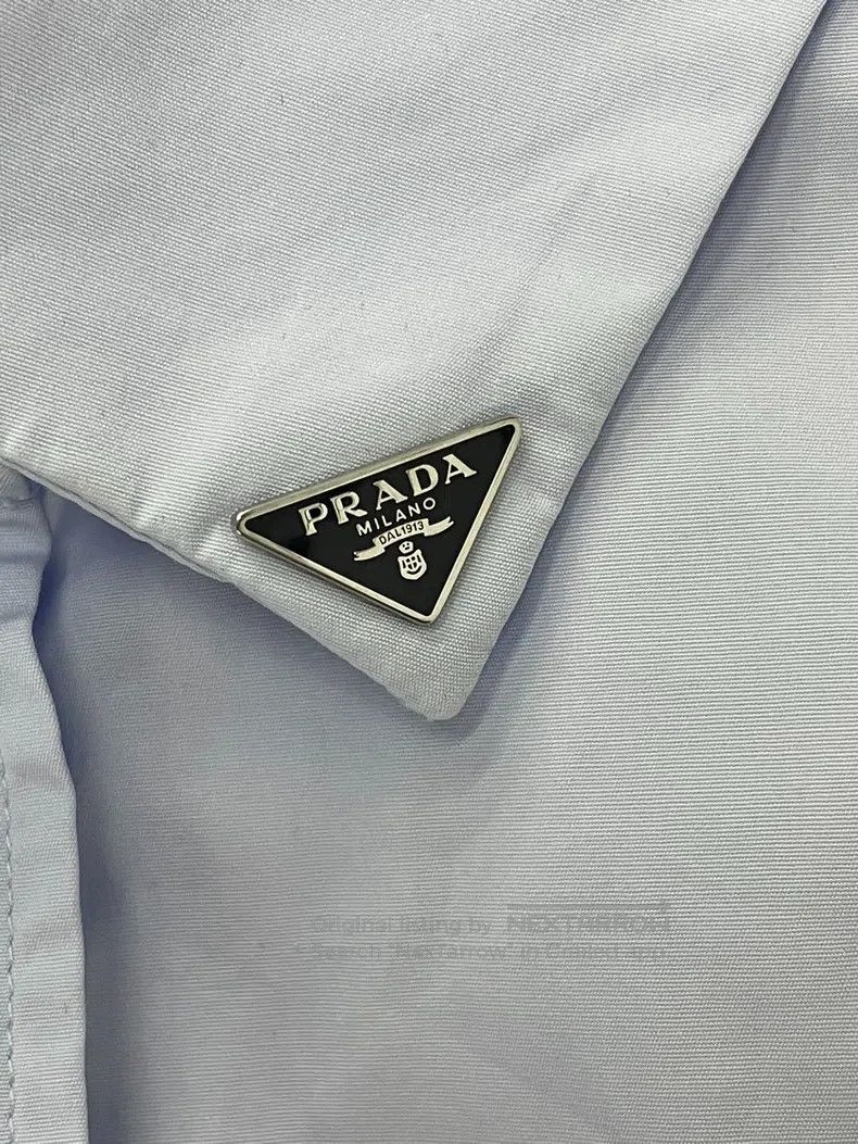 Prada Prada Blue neckline triangle logo shirt Size XS / US 0-2 / IT 36-38 - 2 Thumbnail
