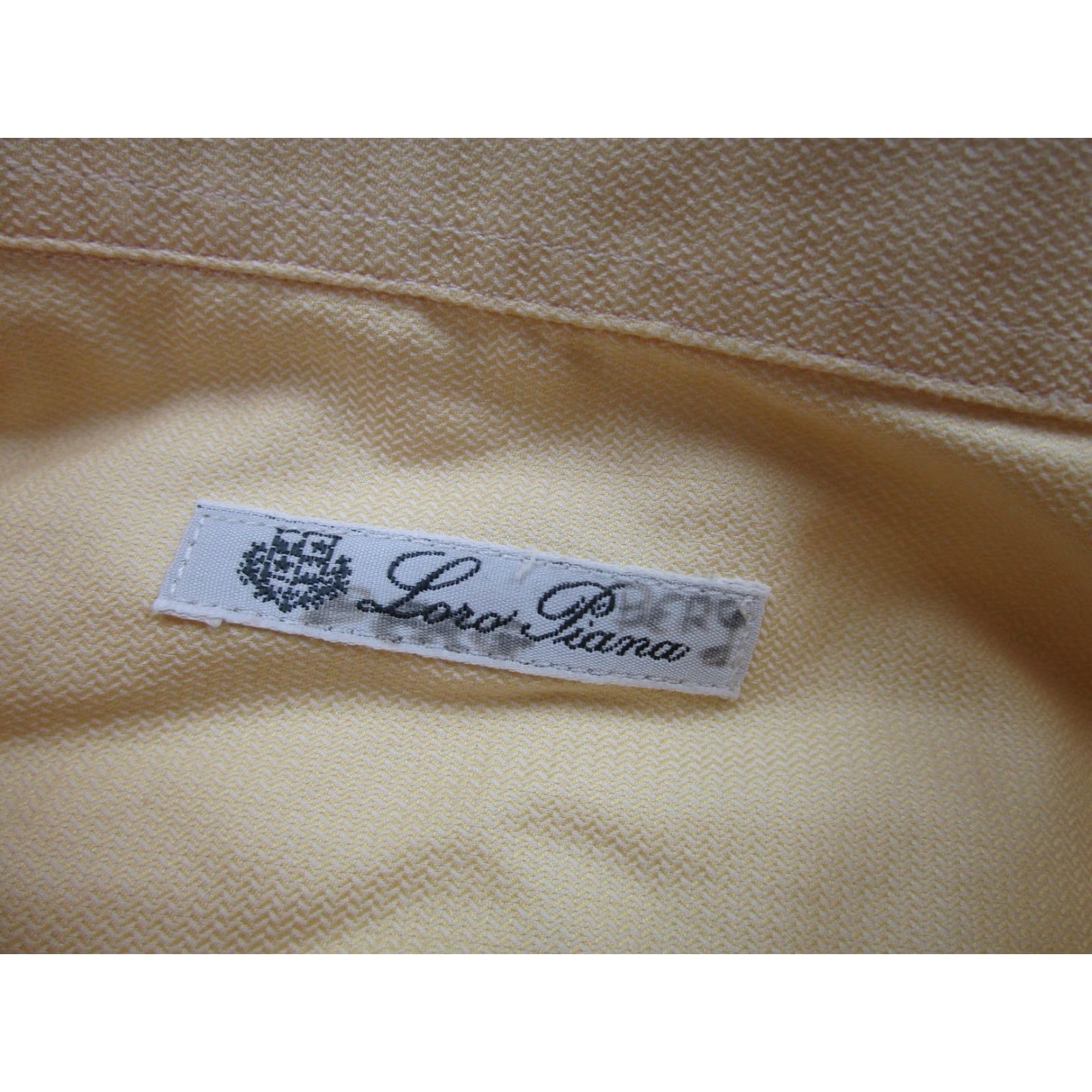Loro Piana Loro Piana Shirt Mens 17.5 44 Yellow Cotton Herringbone Button Down Made Italy Size US XXL / EU 58 / 5 - 5 Thumbnail