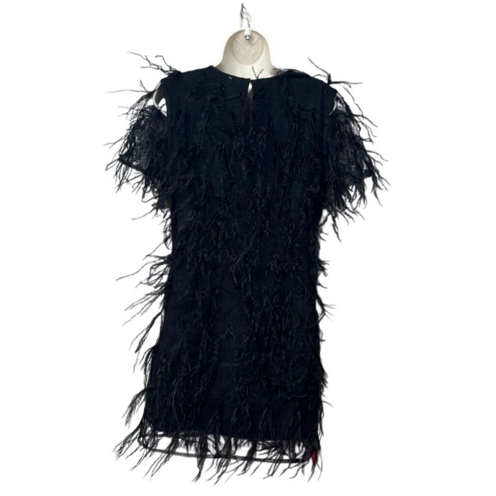 MILLY Milly Rana Feather Shift Mini Cocktail dress, Black, Sz. 4 Size S / US 4 / IT 40 - 16 Thumbnail
