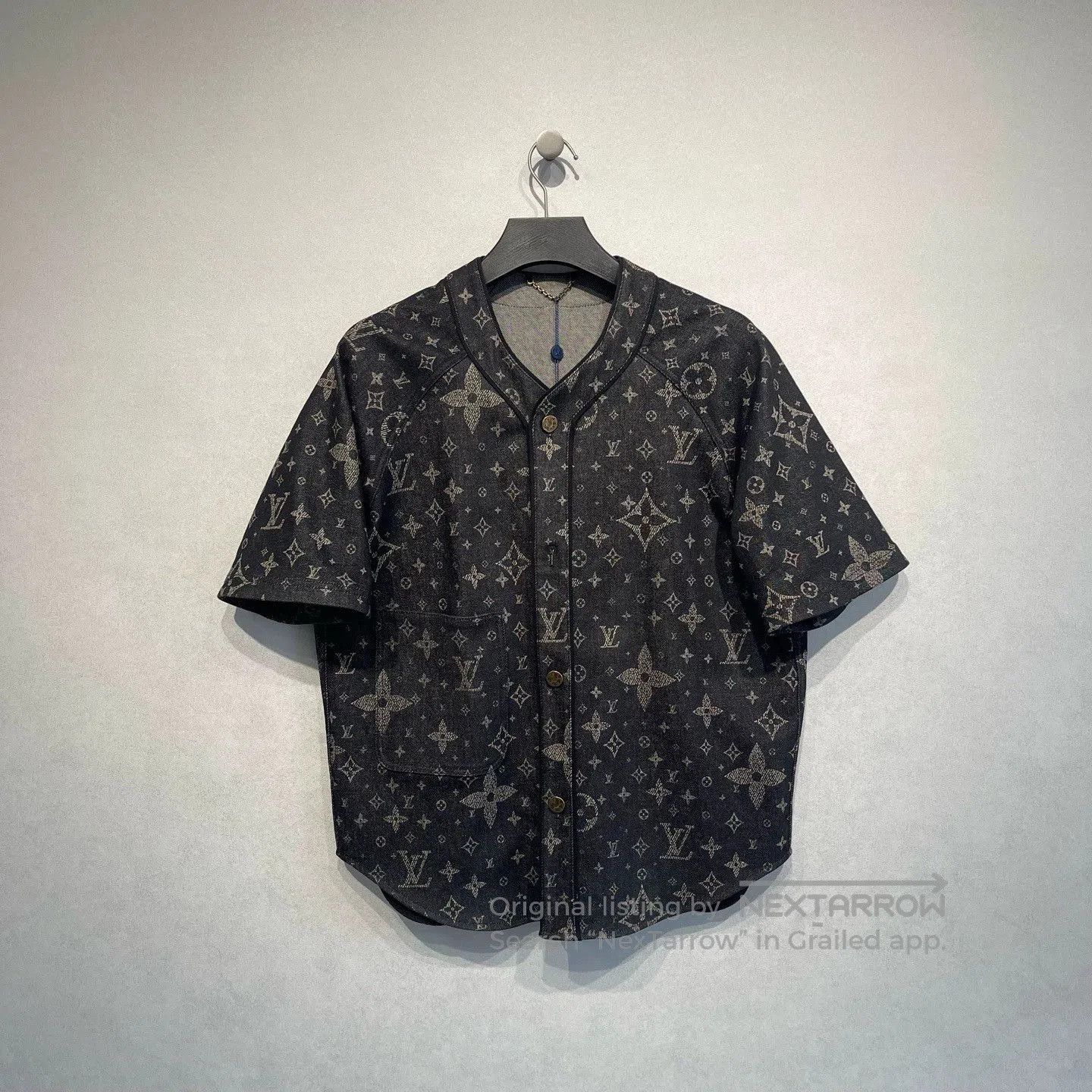 LV Monogram Denim Short Sleeve Shirt.