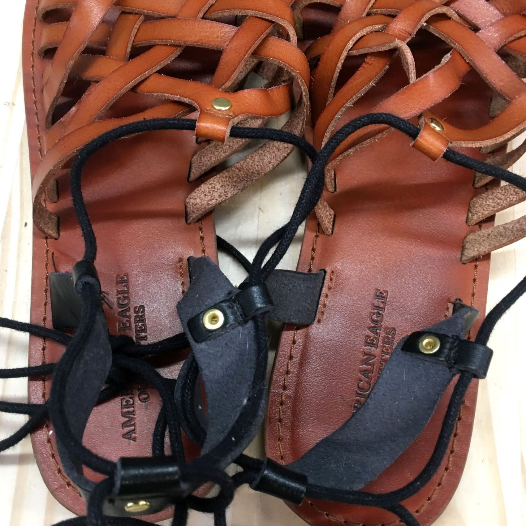Vintage American Eagle Sandals Womens 9 Gladiator Black Leather Hook & Loop Casual Size US 9 / IT 39 - 6 Thumbnail