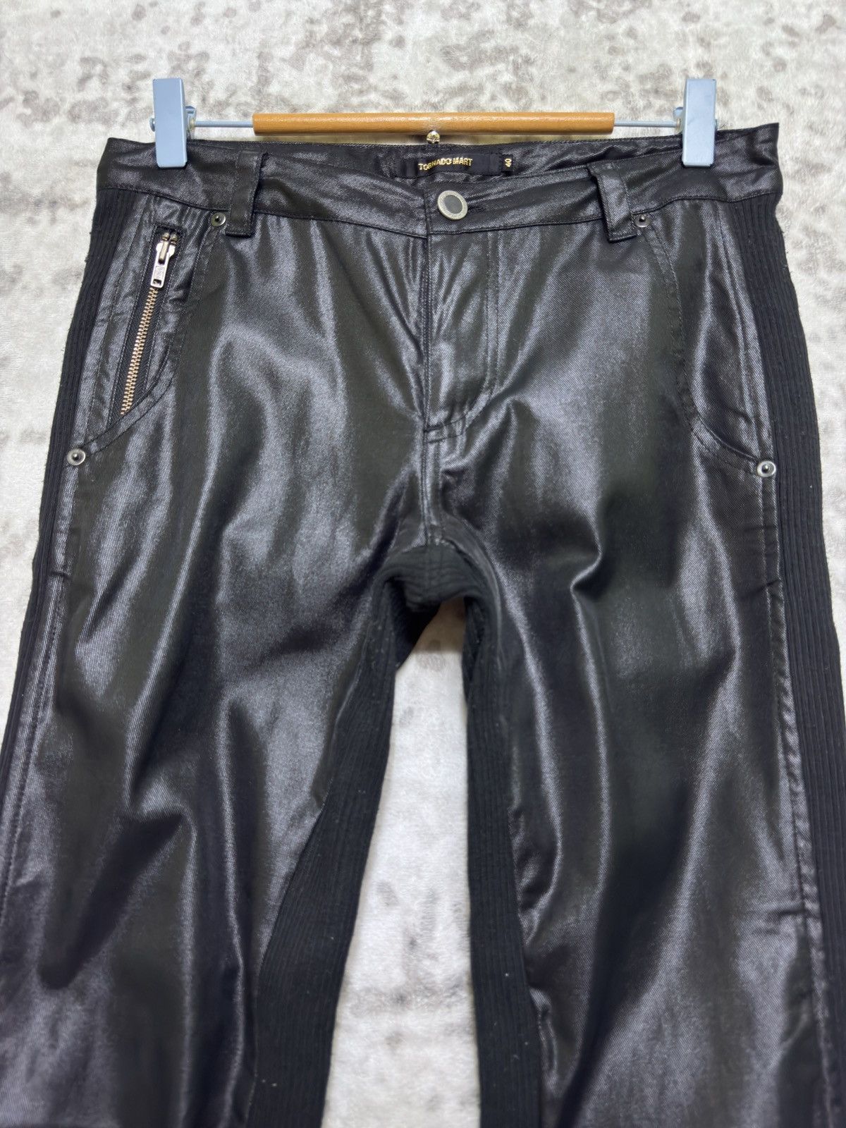 Tornado Mart Vintage Tornado Mart Slim Fit Coated Panel Split Front Pants Size US 29 - 3 Thumbnail