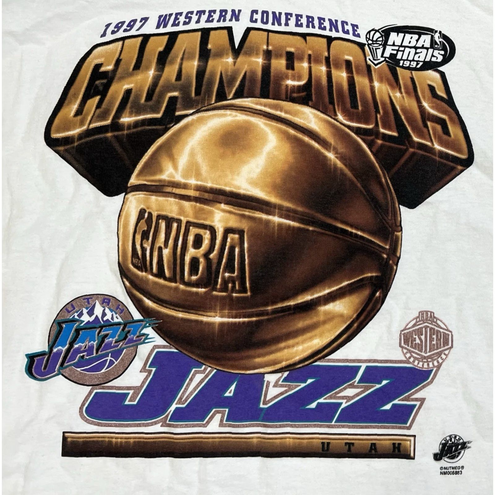 Lee VINTAGE Lee Utah Jazz T Shirt 2XL White Modern Logo 90s Mens Baseball Basketball Short Sleeve Size US XXL / EU 58 / 5 - 3 Thumbnail