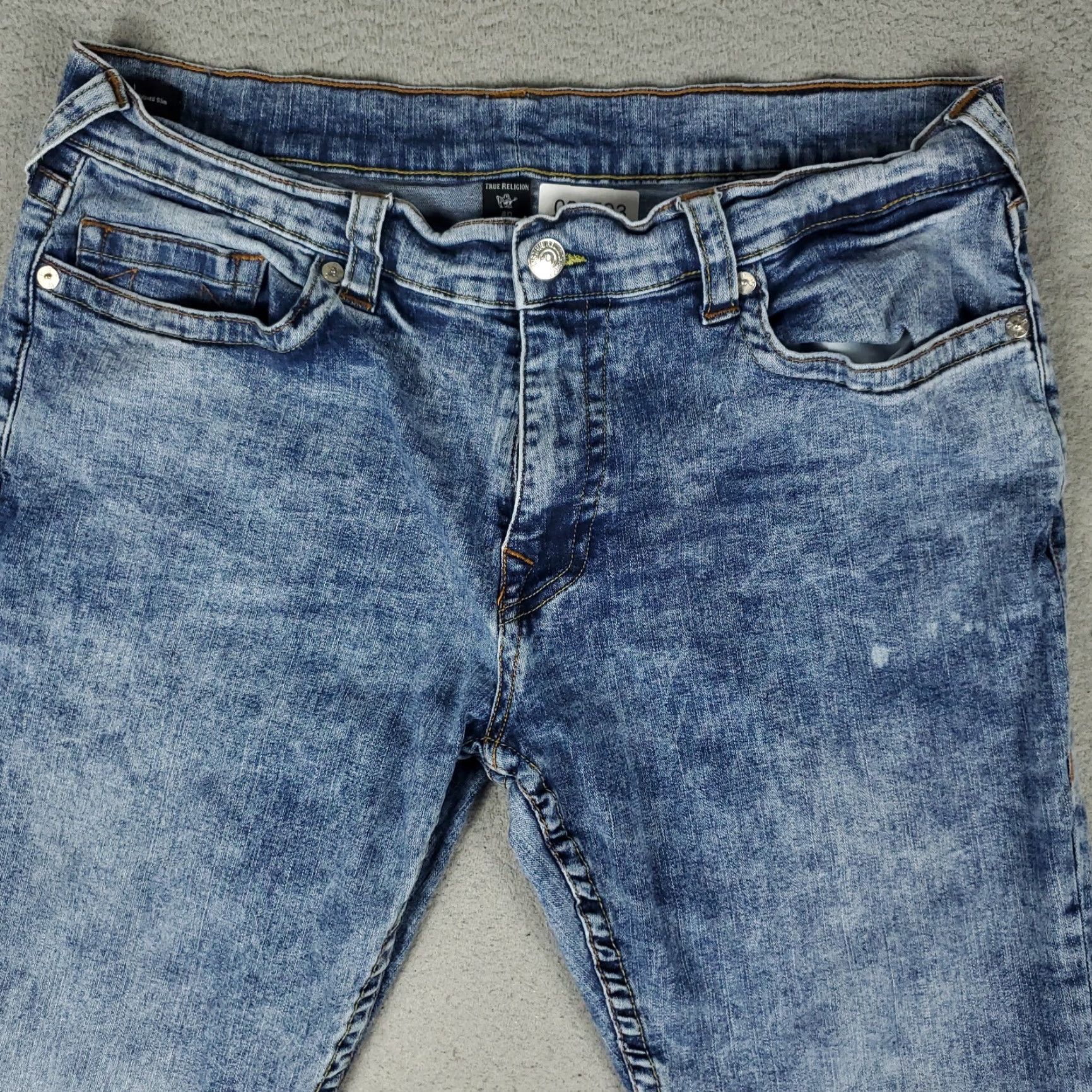 True Religion True Religion Jeans Mens 40x32 Blue Acid Wash Geno Relaxed Slim Straight Pants Size US 40 / EU 56 - 2 Thumbnail