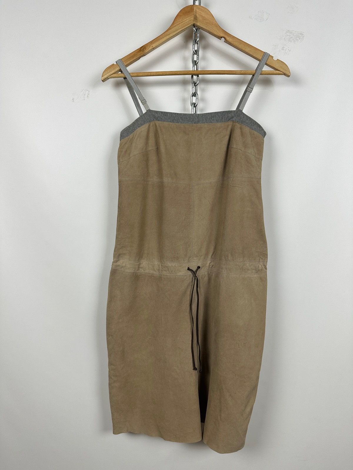 Brunello Cucinelli Vintage Brunello Cucinelli Suede Leather Strappy Midi Dress Size M / US 6-8 / IT 42-44 - 1 Thumbnail