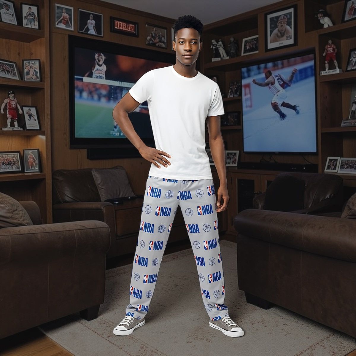 NBA NBA Team Men’s All-Over NBA Logo Lounge Pants Sz L Size US 32 / EU 48 - 2 Thumbnail