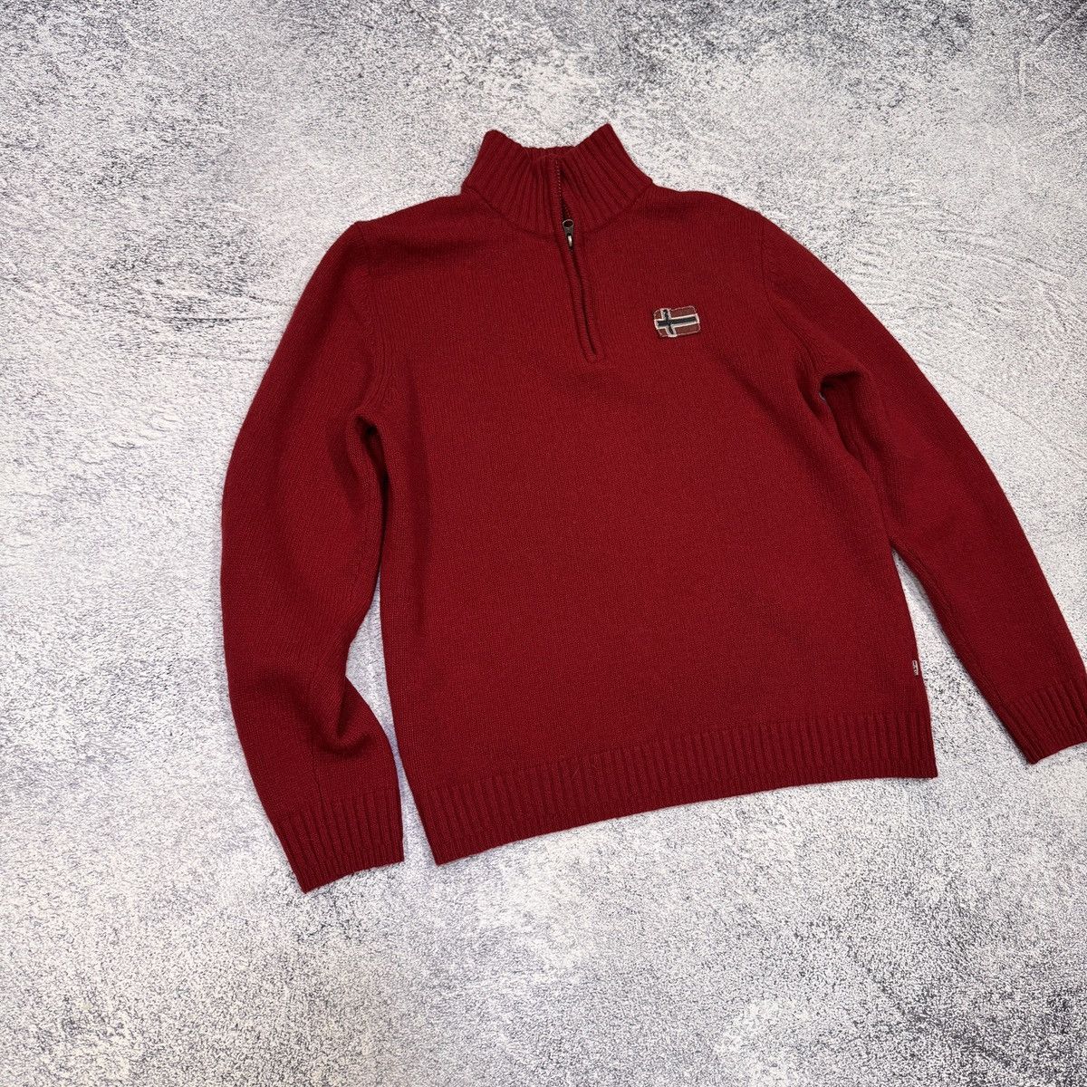 Napapijri Napapijri Wool Blend 1/4 Zip Knit Sweater Red L size Size US L / EU 52-54 / 3 - 2 Thumbnail