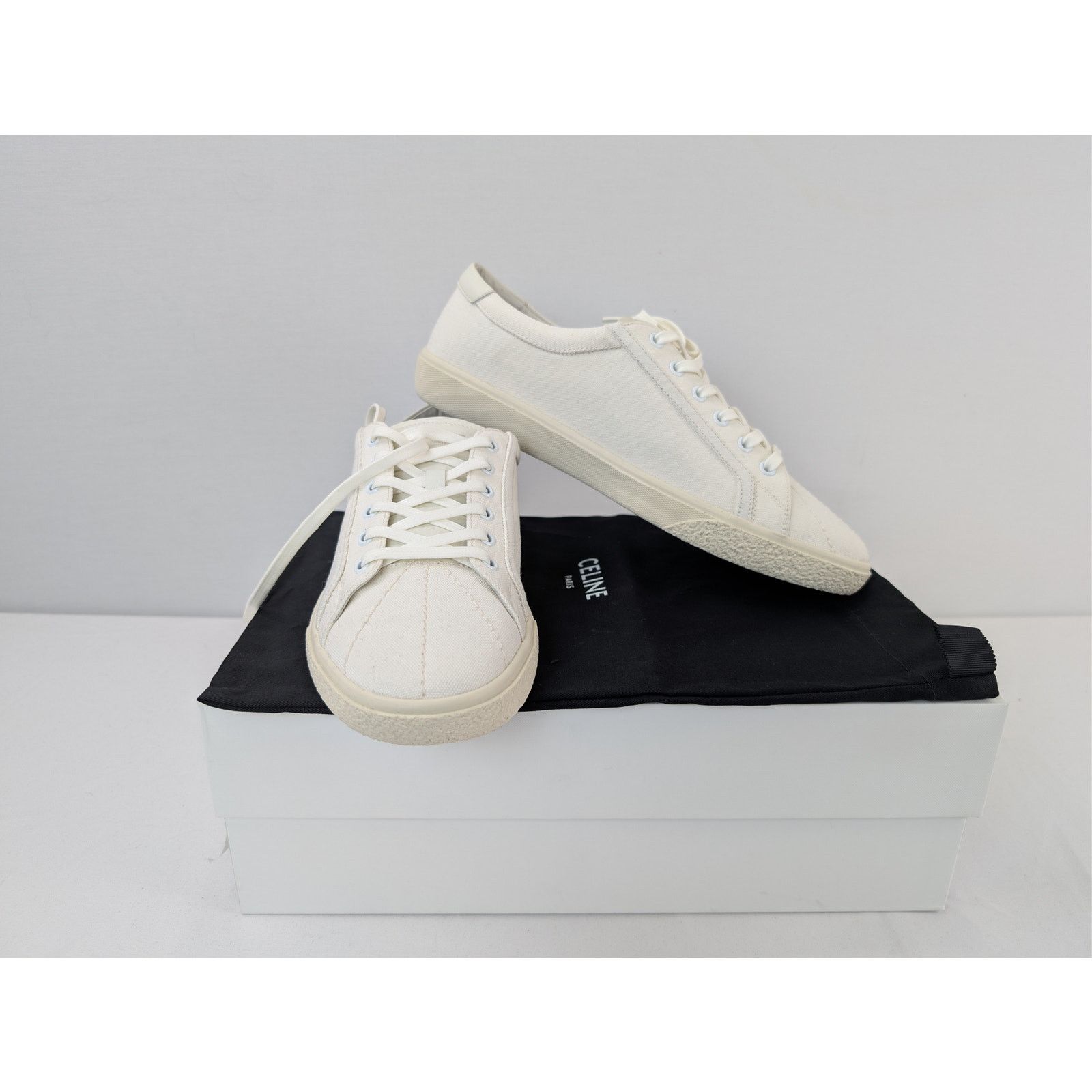 Celine o1rshd1 Canvas & Calfskin Low top Sneakers in White Size US 10 / EU 43 - 19 Thumbnail