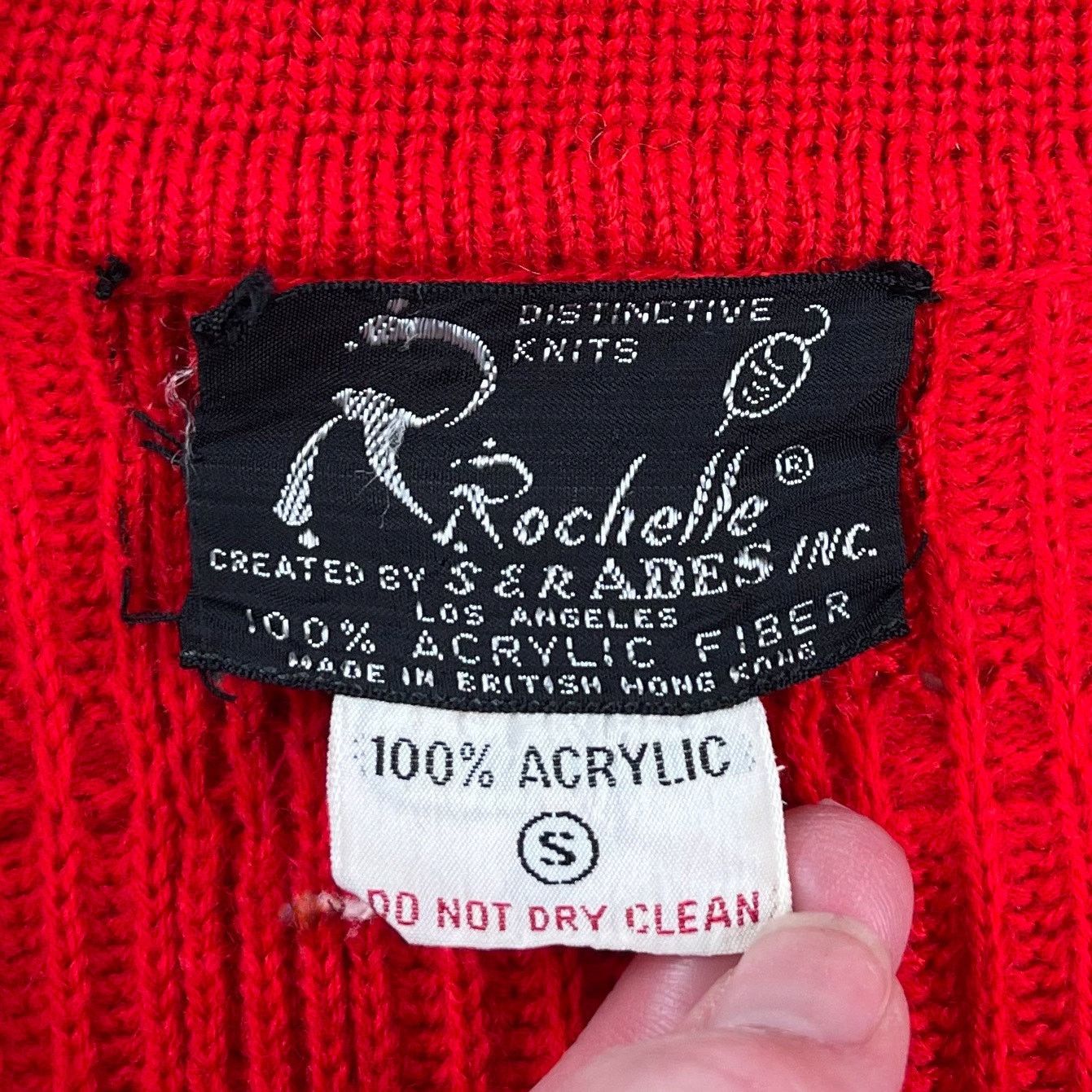 Vintage Vintage 1970s Red Chunky Knit Duster Cardigan Sweater Size M / US 6-8 / IT 42-44 - 4 Thumbnail
