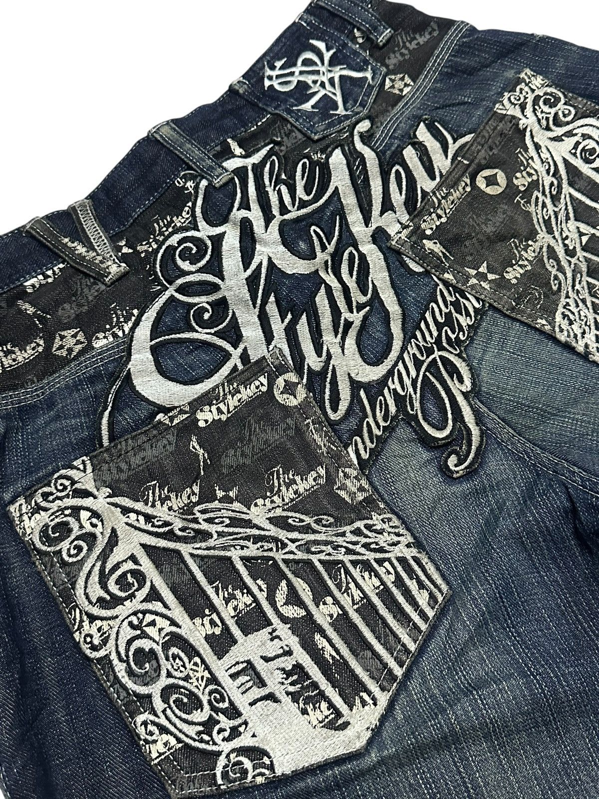 Japanese Brand TheStyleKey Embroidered Vintage Jean Baggy Loose Style Faded Size US 33 - 7 Thumbnail