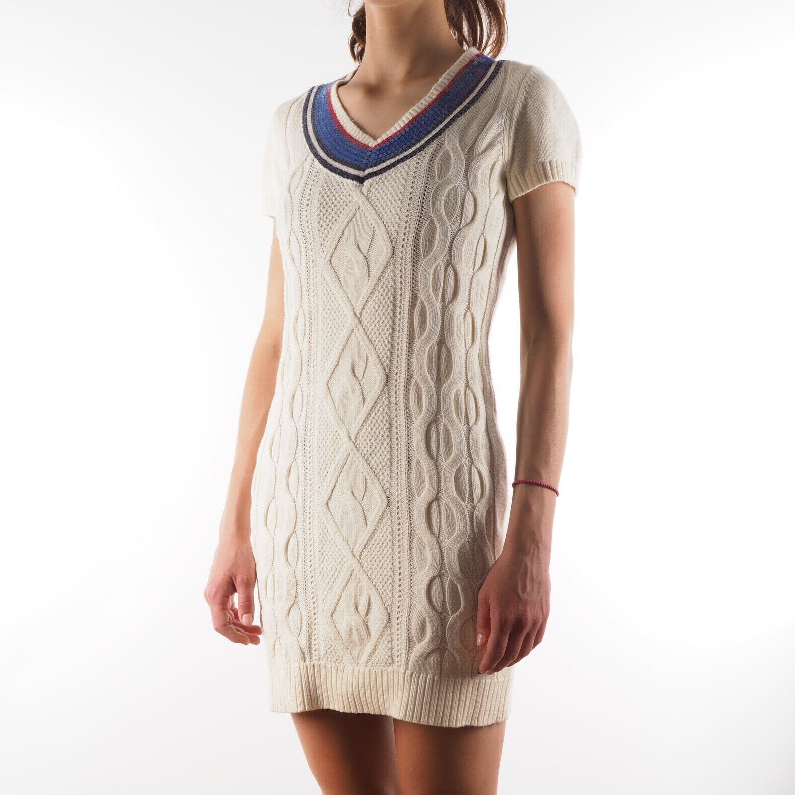 Tommy Hilfiger Tommy Hilfiger Cotton Sequin Neck Knit Long Sweater Dress Size S / US 4 / IT 40 - 2 Thumbnail