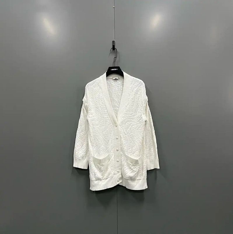 Fendi Fendi White Wool Long Sleeve Cardigan 0089 Size ONE SIZE - 1 Thumbnail