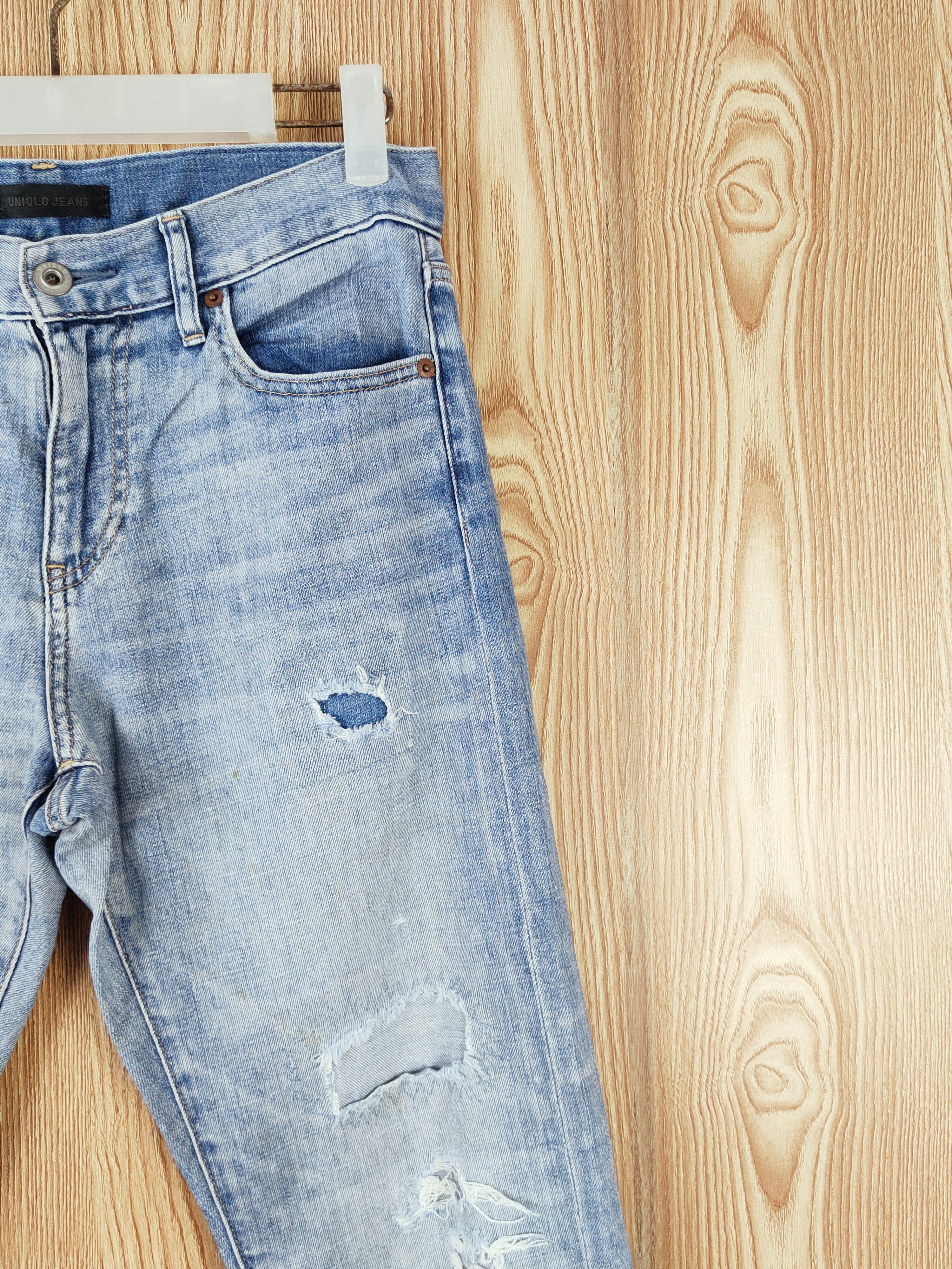 Japanese Brand Uniqlo japan vintage Blue Distressed Ripped Jeans #W616 Size US 30 / EU 46 - 5 Thumbnail