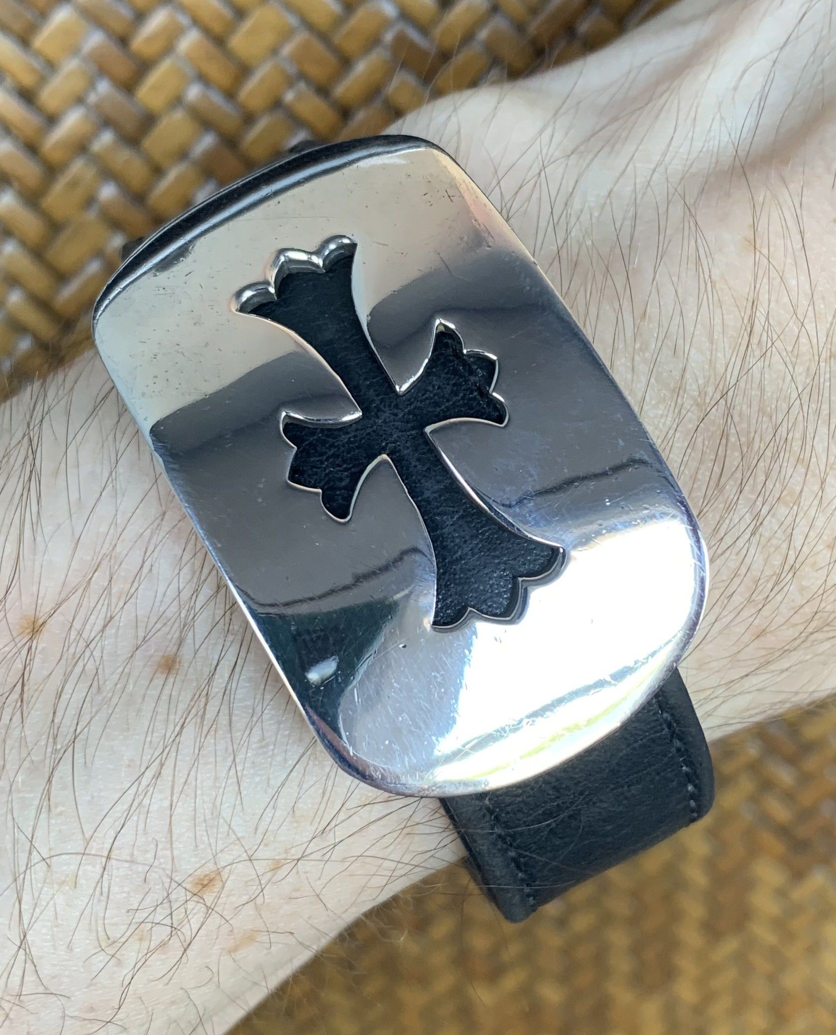 Chrome Hearts Chrome Hearts Silver Cross Gunslinger Leather Bracelet Size ONE SIZE - 19 Thumbnail